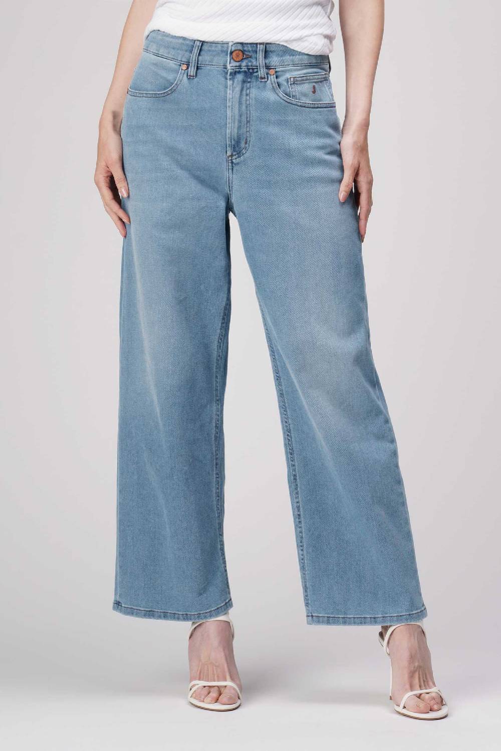 ﻿Jeckerson Jasmine - Pantalone 5 tasche palazzo in denim tri-blend In Vendita
