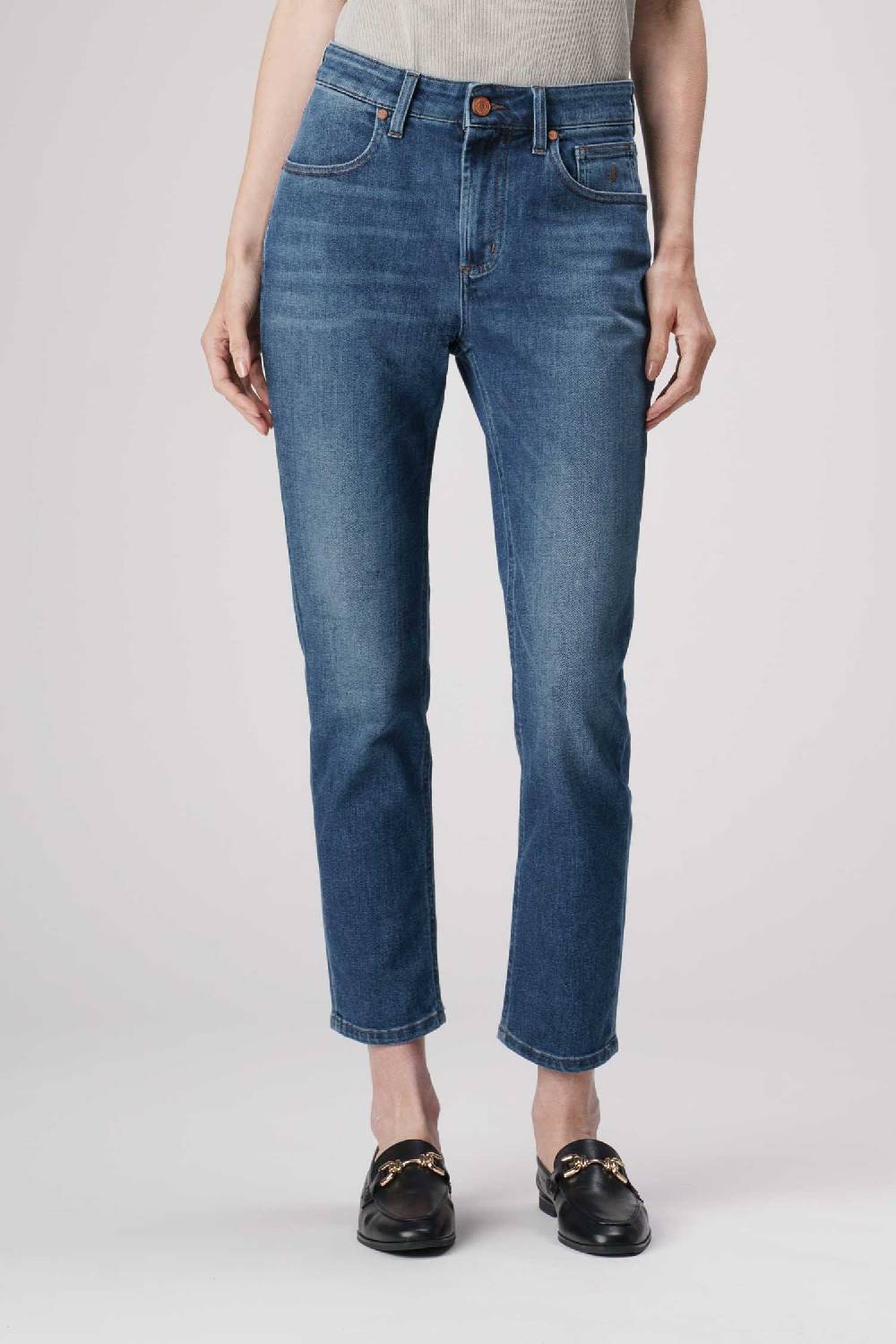 Jeckerson Jacqueline - Pantalone 5 tasche in denim tri-blend blu scuro Saldi