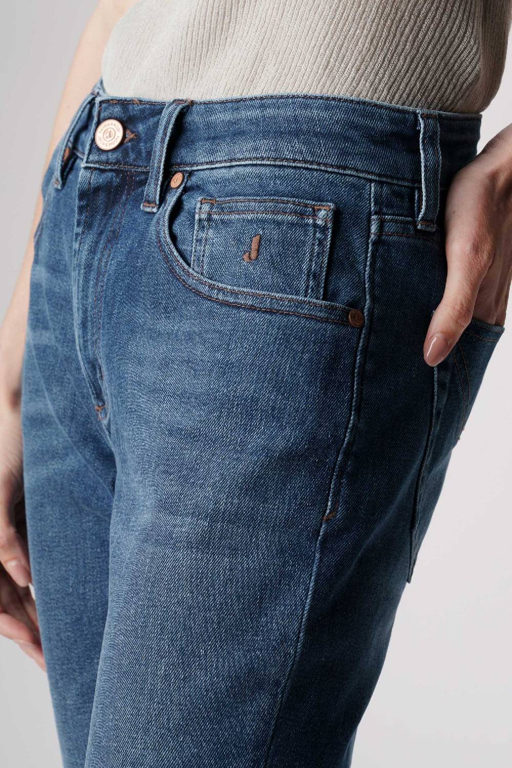 Jeckerson Jacqueline - Pantalone 5 tasche in denim tri-blend blu scuro Saldi