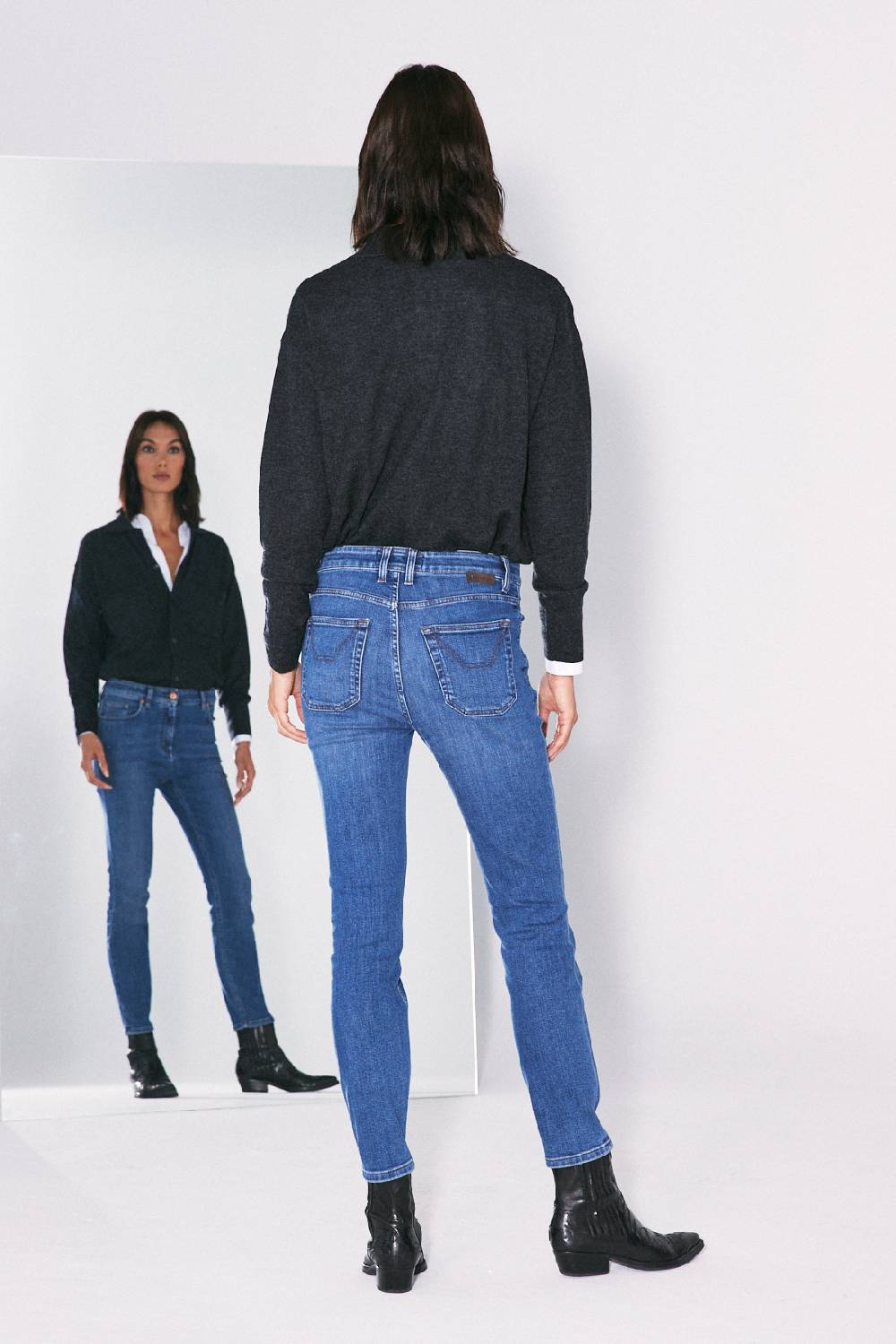 Jeckerson 5 tasche skinny in denim blu medio Offerte