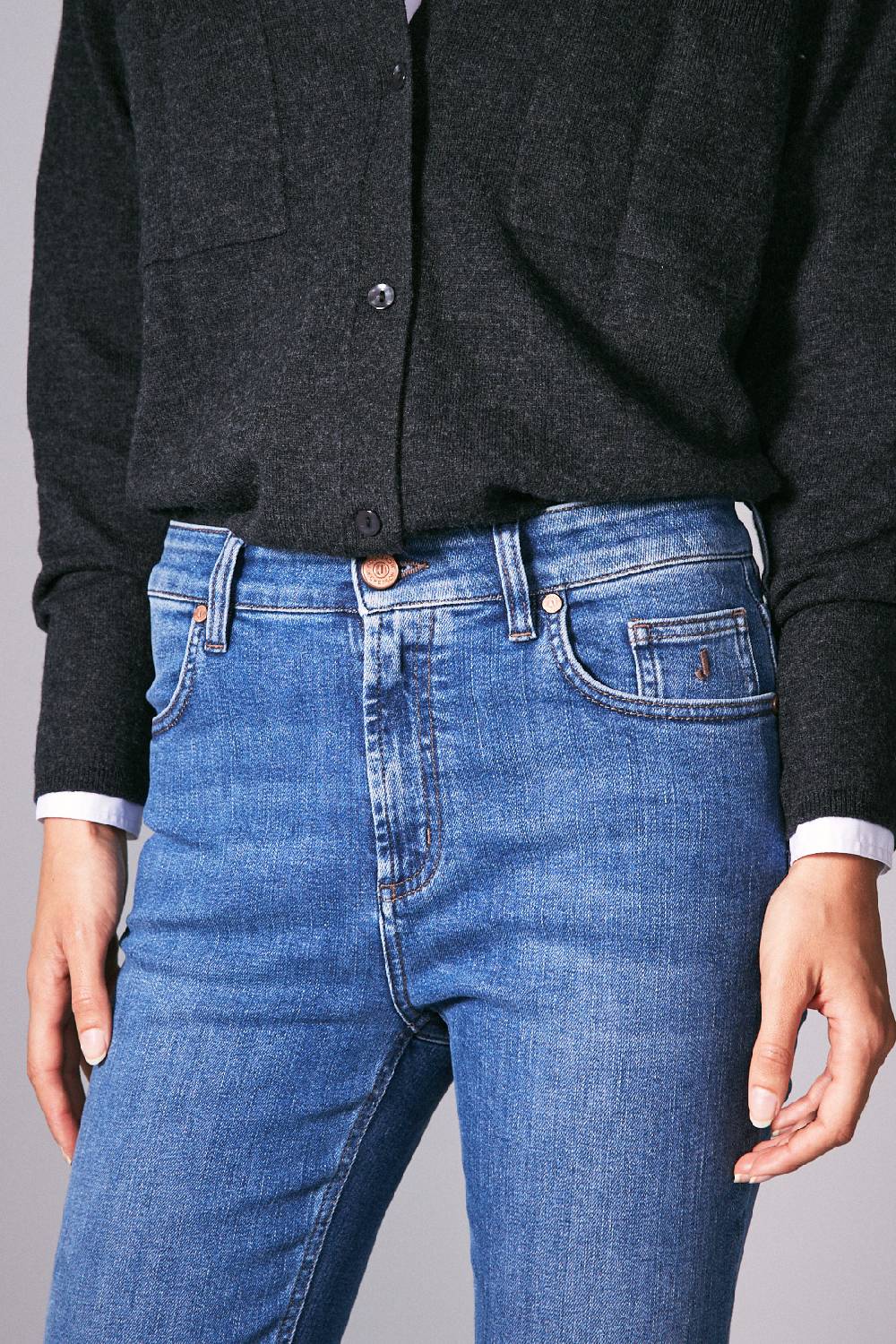 Jeckerson 5 tasche skinny in denim blu medio Offerte