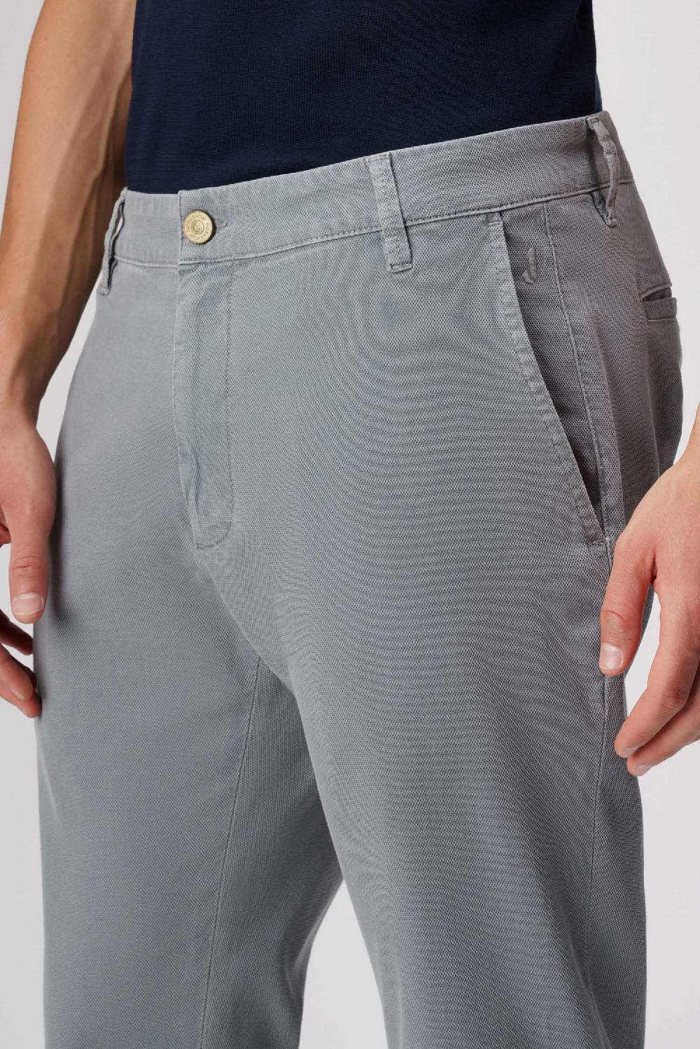 Jeckerson Jack- Pantalone chino con tasca americana in armatura raso grigio scuro In Saldo