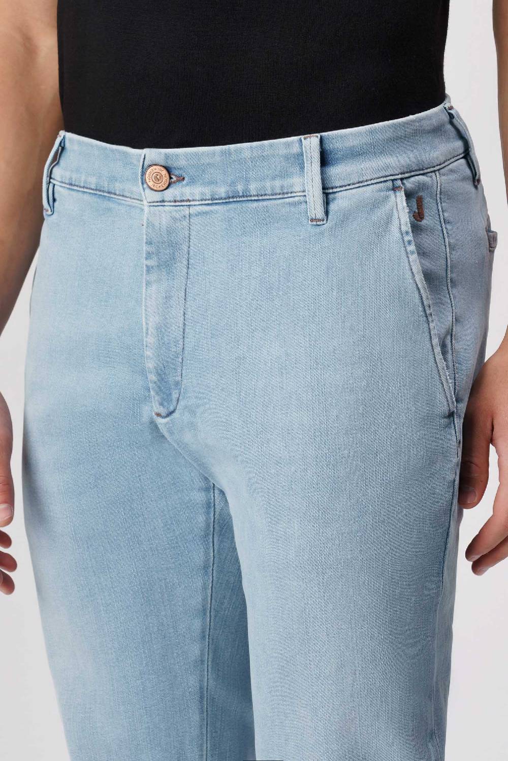 Jeckerson Jack- Pantalone chino in comfort denim blu chiaro Moda