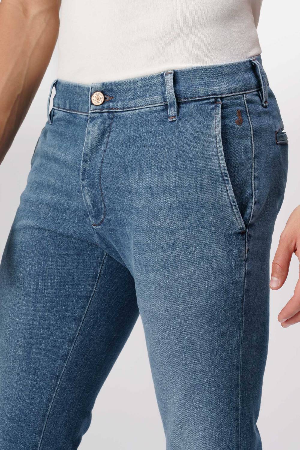 Jeckerson Jack- Pantalone chino in comfort denim blu medio 2025
