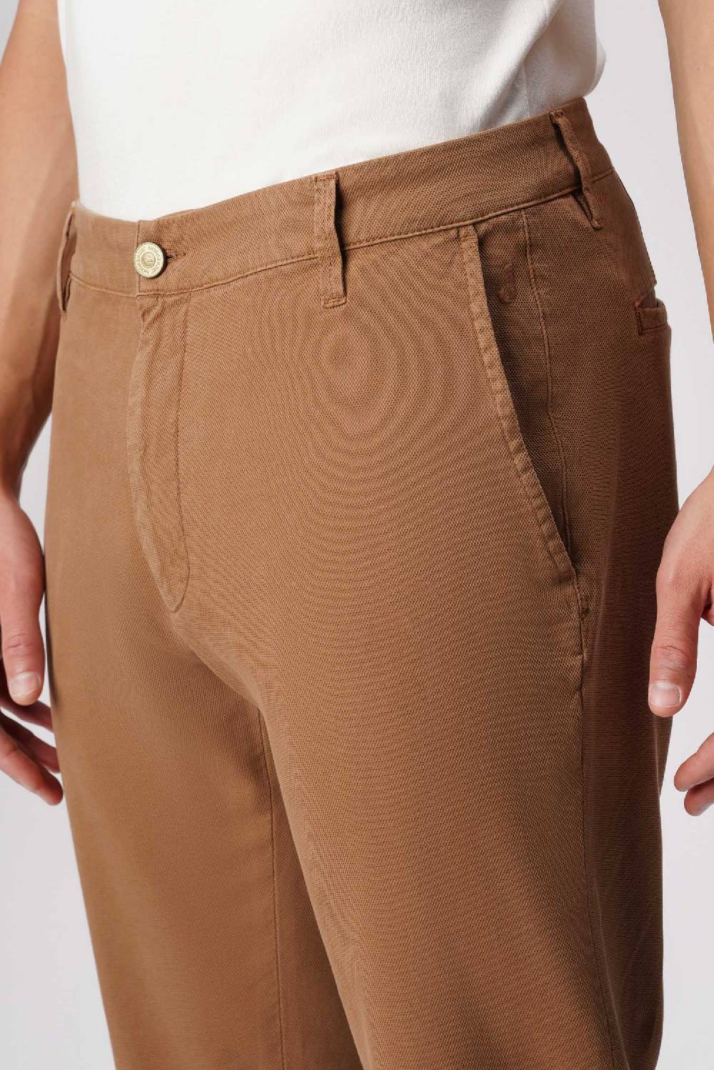 Jeckerson Jack- Pantalone chino slim fit in nido d'ape marrone chiaro Italy