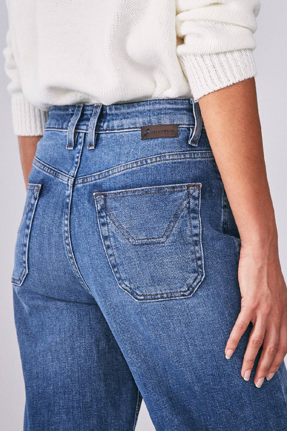 Jeckerson 5 tasche palazzo in denim blu chiaro In Linea