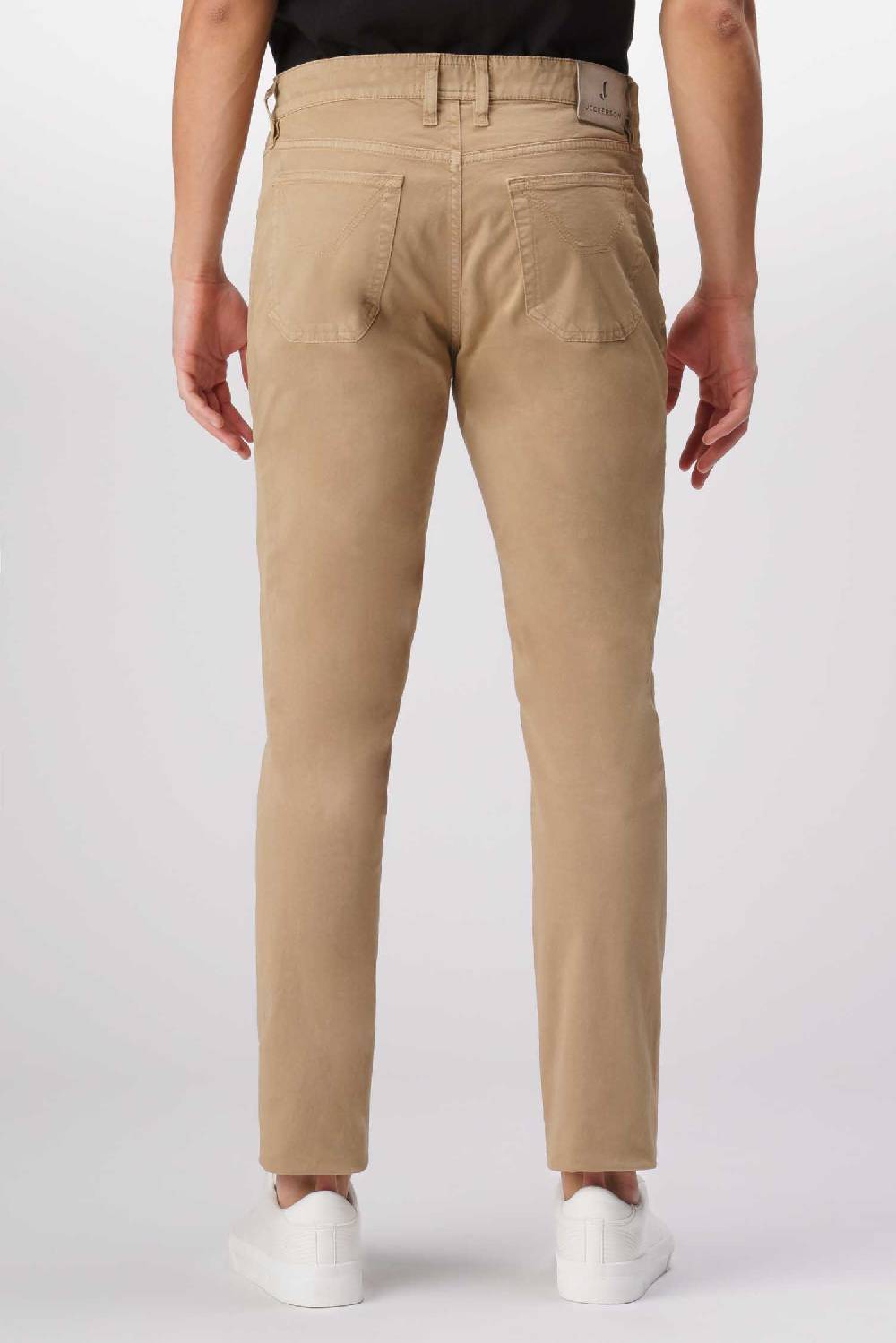 Jeckerson John - Pantalone 5 tasche con toppa in alcantara beige scuro Spedizione Gratuita