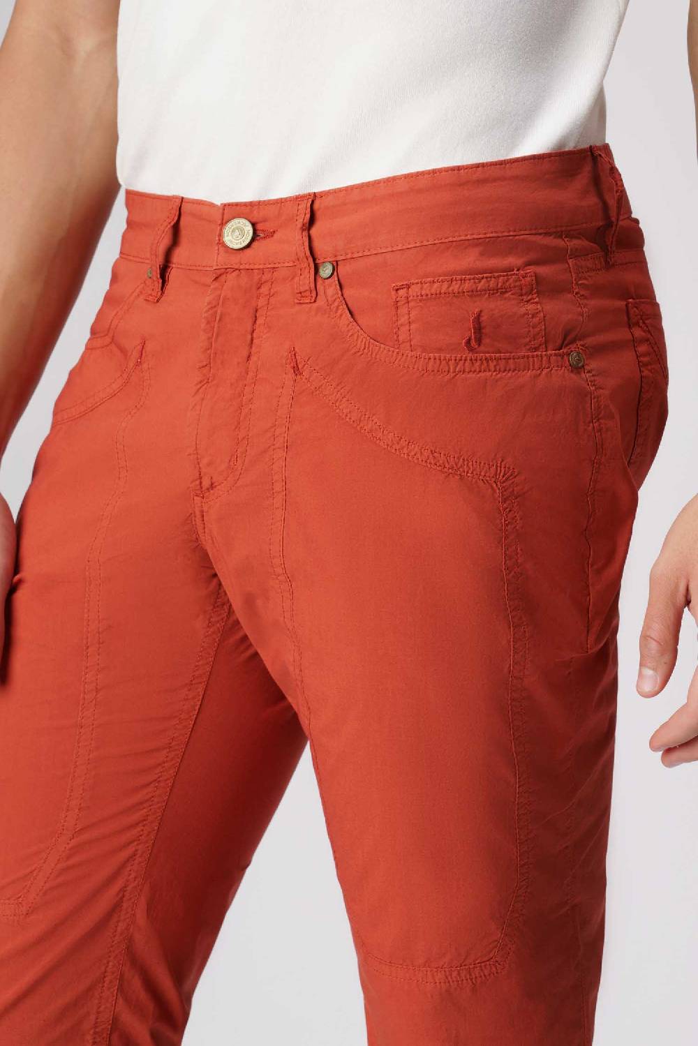 Jeckerson John - Pantalone 5 tasche con toppa arancio scuro Pezzi Unici