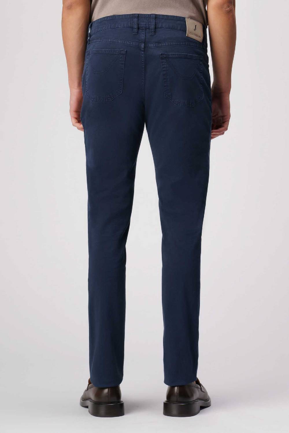Jeckerson John - Pantalone 5 tasche con toppa in alcantara blu Soddisfazione Garantita