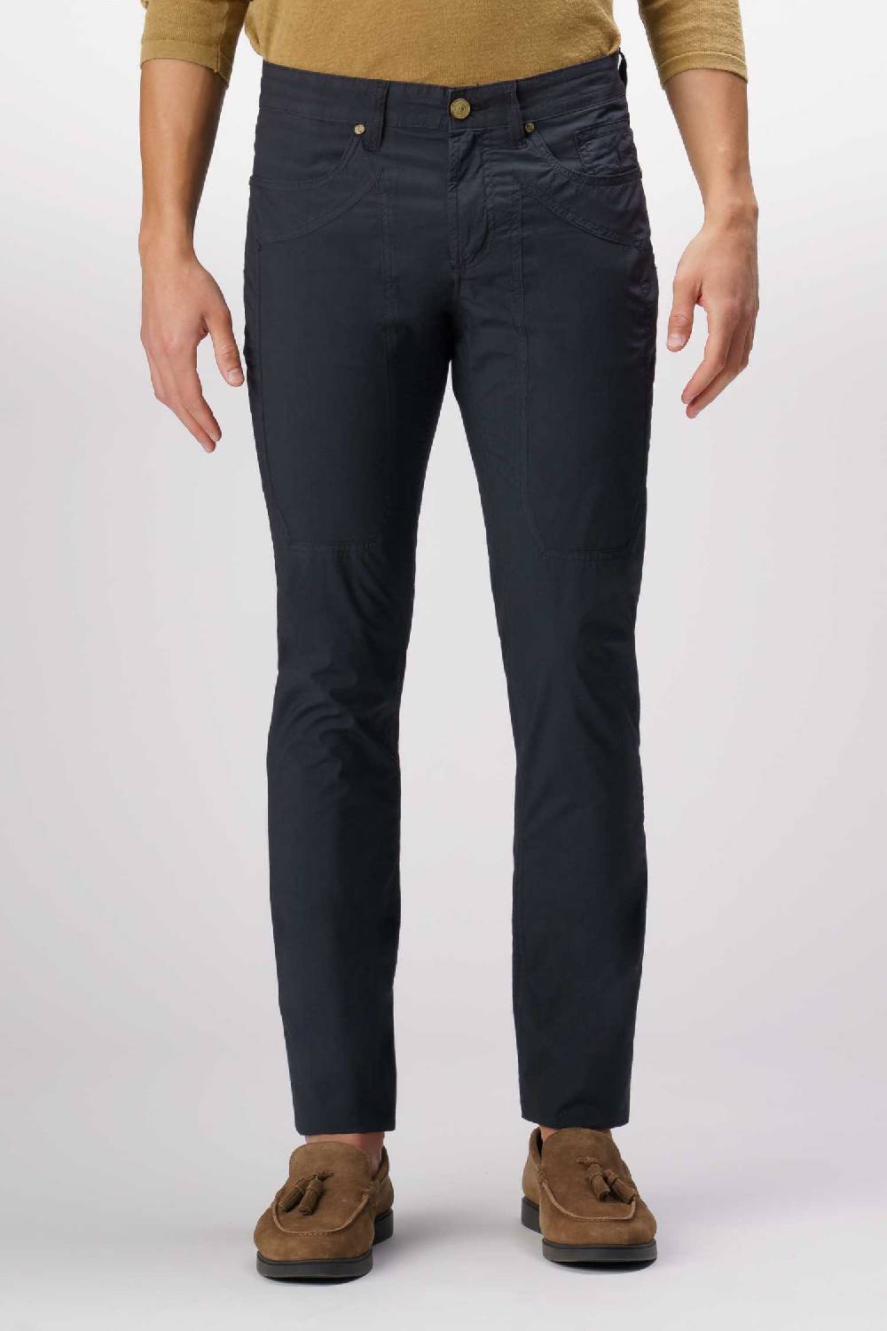 Jeckerson John - Pantalone 5 tasche con toppa blu scuro Qualità Garantita