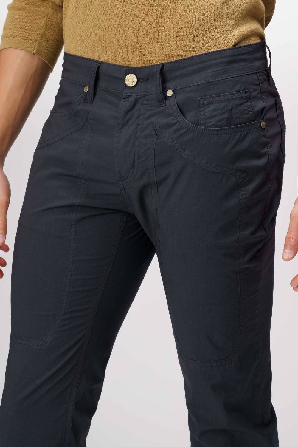 Jeckerson John - Pantalone 5 tasche con toppa blu scuro Qualità Garantita