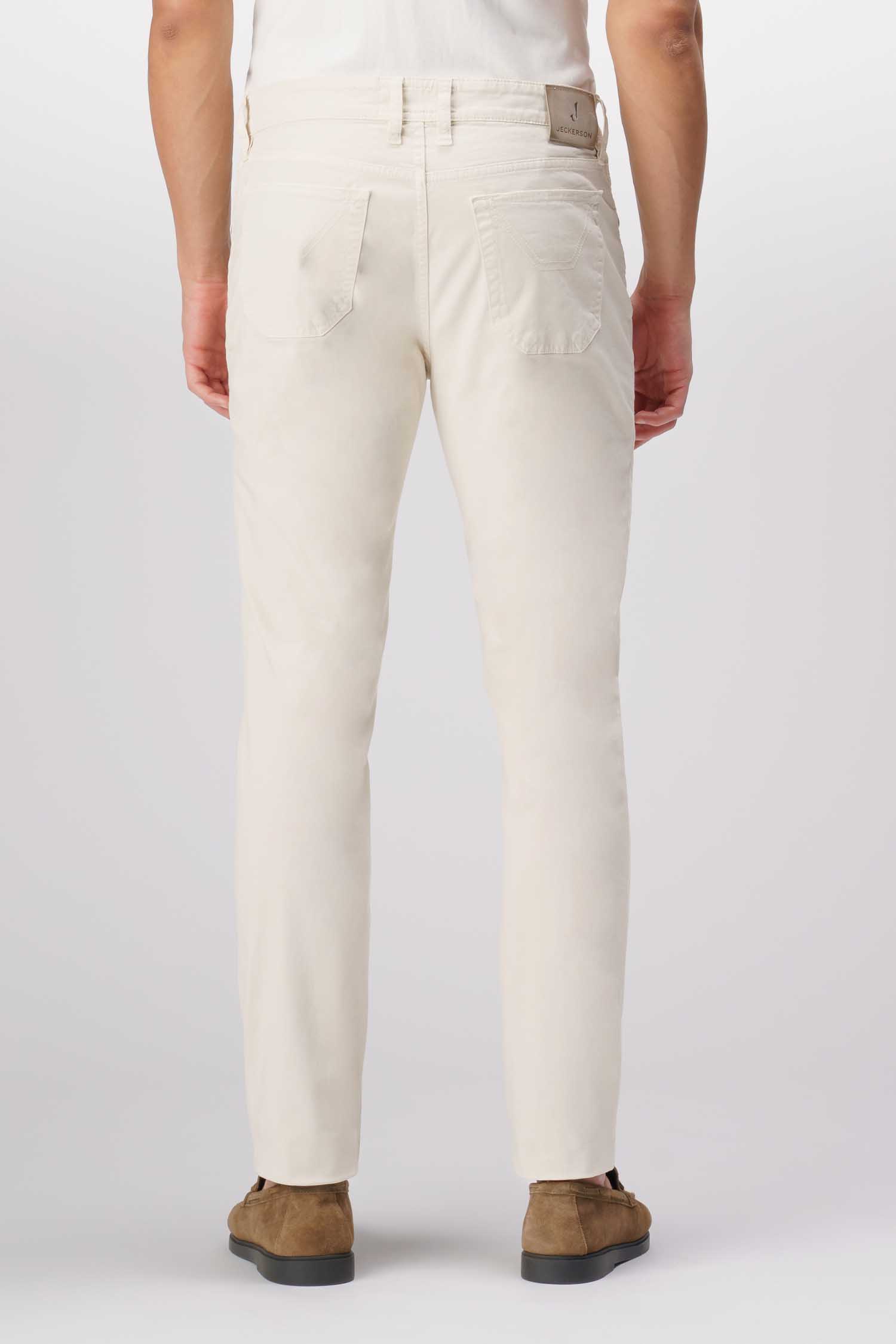 Jeckerson John - Pantalone 5 tasche con toppa in alcantara beige chiaro Negozi Online