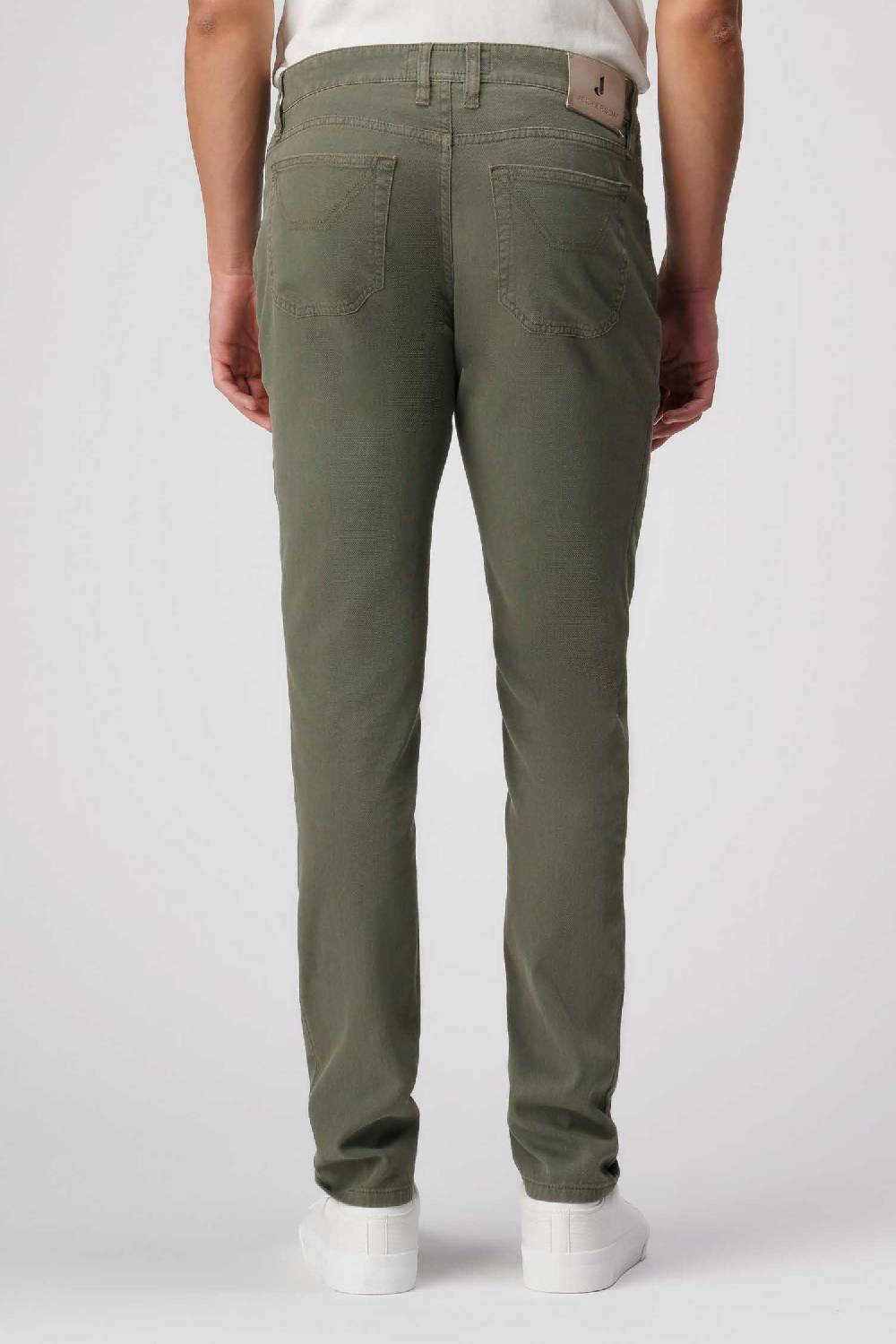 Jeckerson John - Pantalone 5 tasche con toppa in nido d'ape verde militare Consegna Veloce