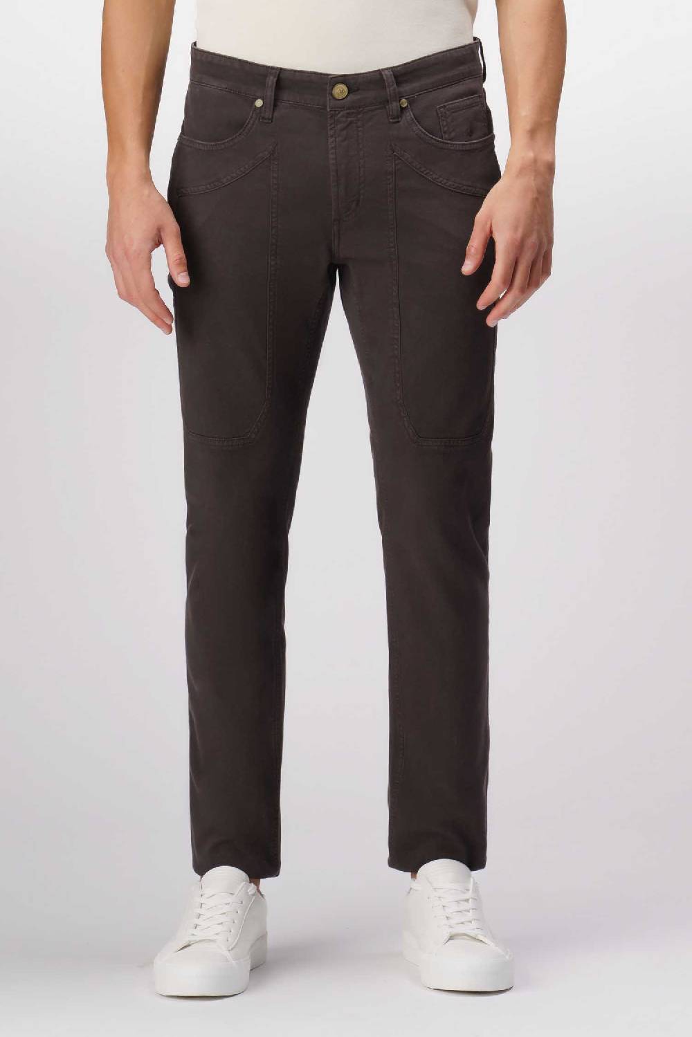 Jeckerson John - Pantalone 5 tasche con toppa in nido d'ape marrone Promozione Limitata