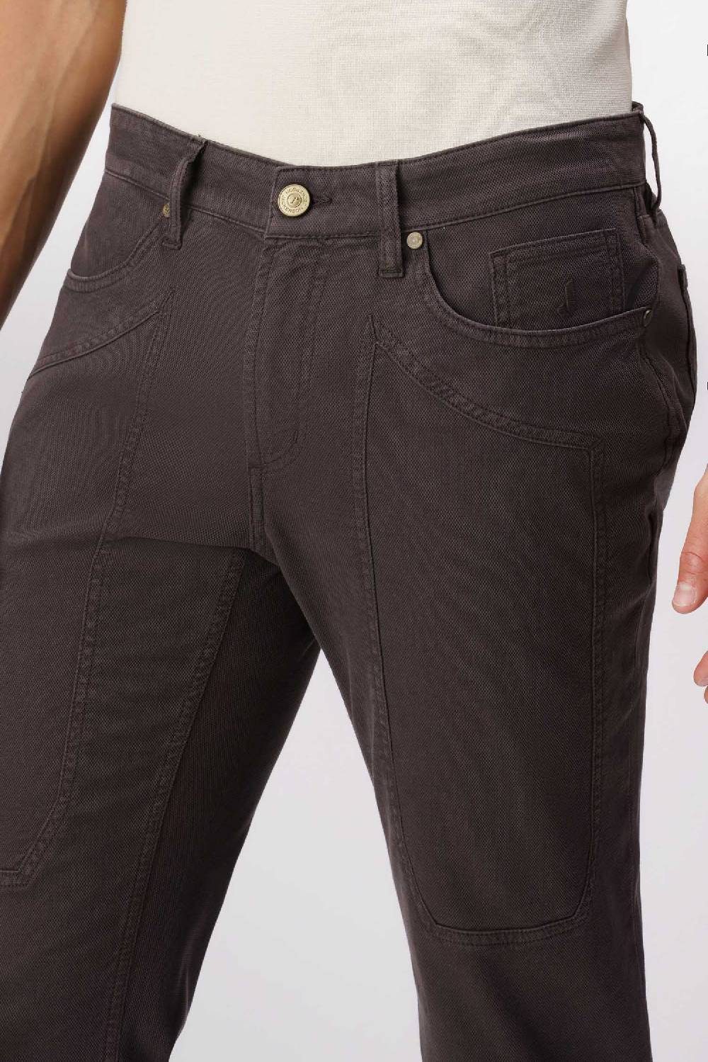 Jeckerson John - Pantalone 5 tasche con toppa in nido d'ape marrone Promozione Limitata
