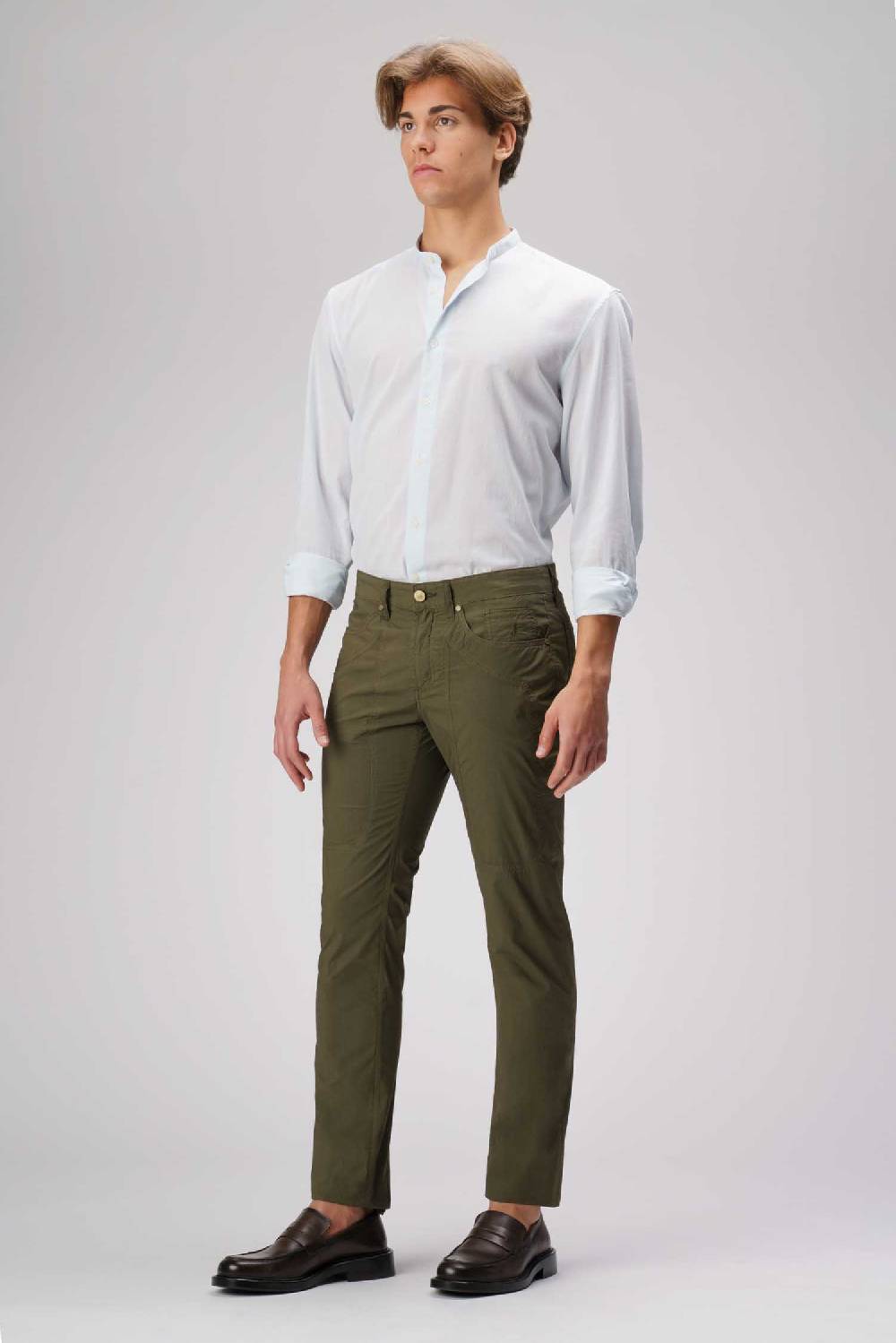 Jeckerson John - Pantalone 5 tasche con toppa verde militare Fino Al -60%