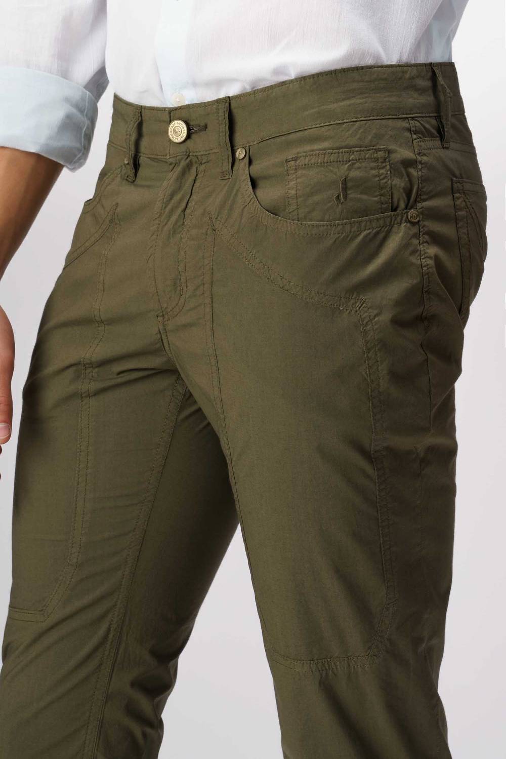 Jeckerson John - Pantalone 5 tasche con toppa verde militare Fino Al -60%