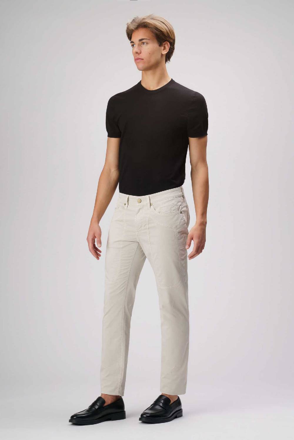 Jeckerson John - Pantalone 5 tasche in armatura raso beige chiaro Shopping Online