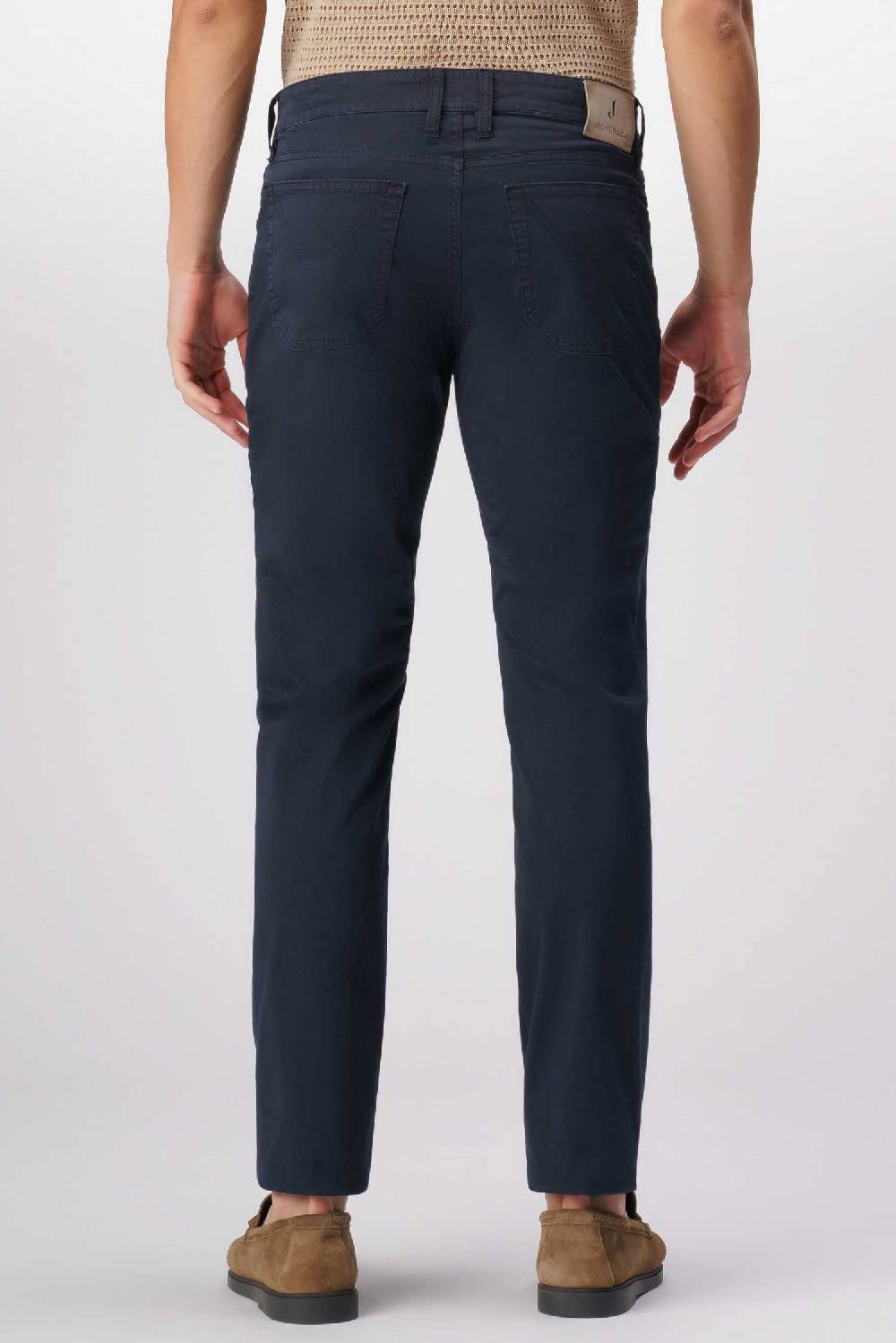 Jeckerson John - Pantalone 5 tasche in armatura raso blu scuro Moda