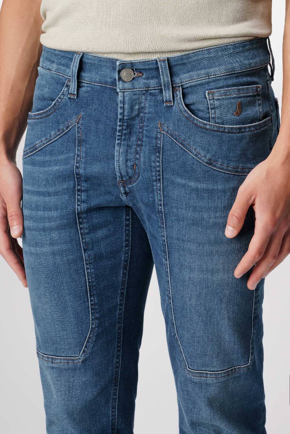 Jeckerson John - Pantalone con toppa in denim ecologico blu scuro Sottocosto