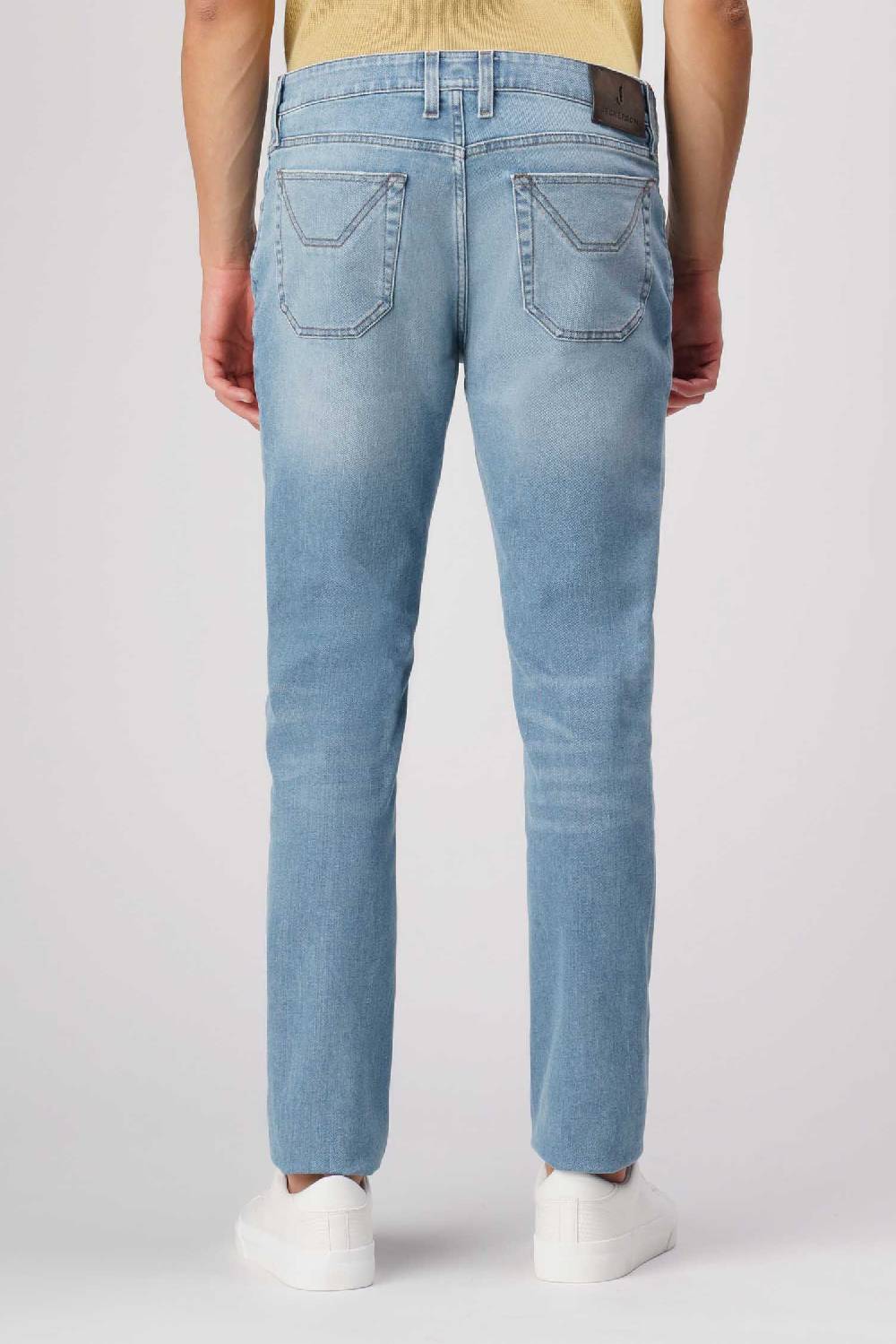 Jeckerson John - Pantalone con toppa in denim tri-blend blu medio chiaro no rotture Convenienza