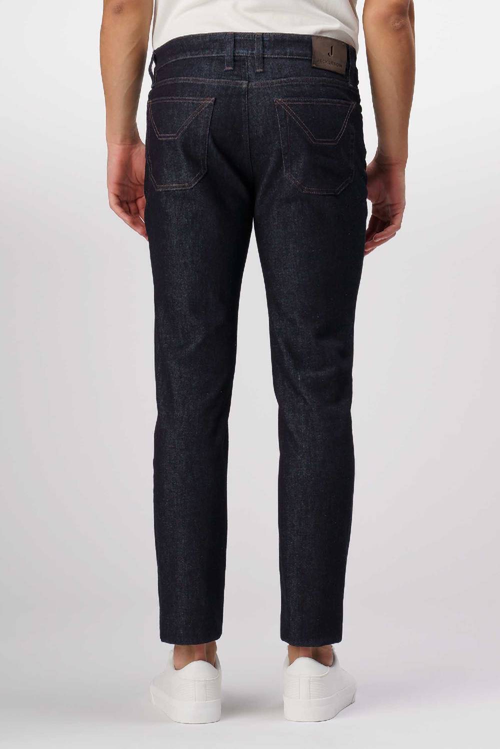 Jeckerson John - Pantalone con toppa in denim tri-blend blu rinse Novità