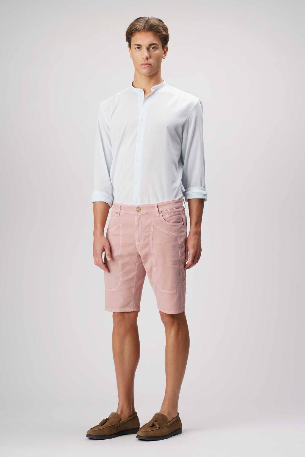 Jeckerson Jayden - Bermuda con toppa in nido d'ape rosa chiaro Online