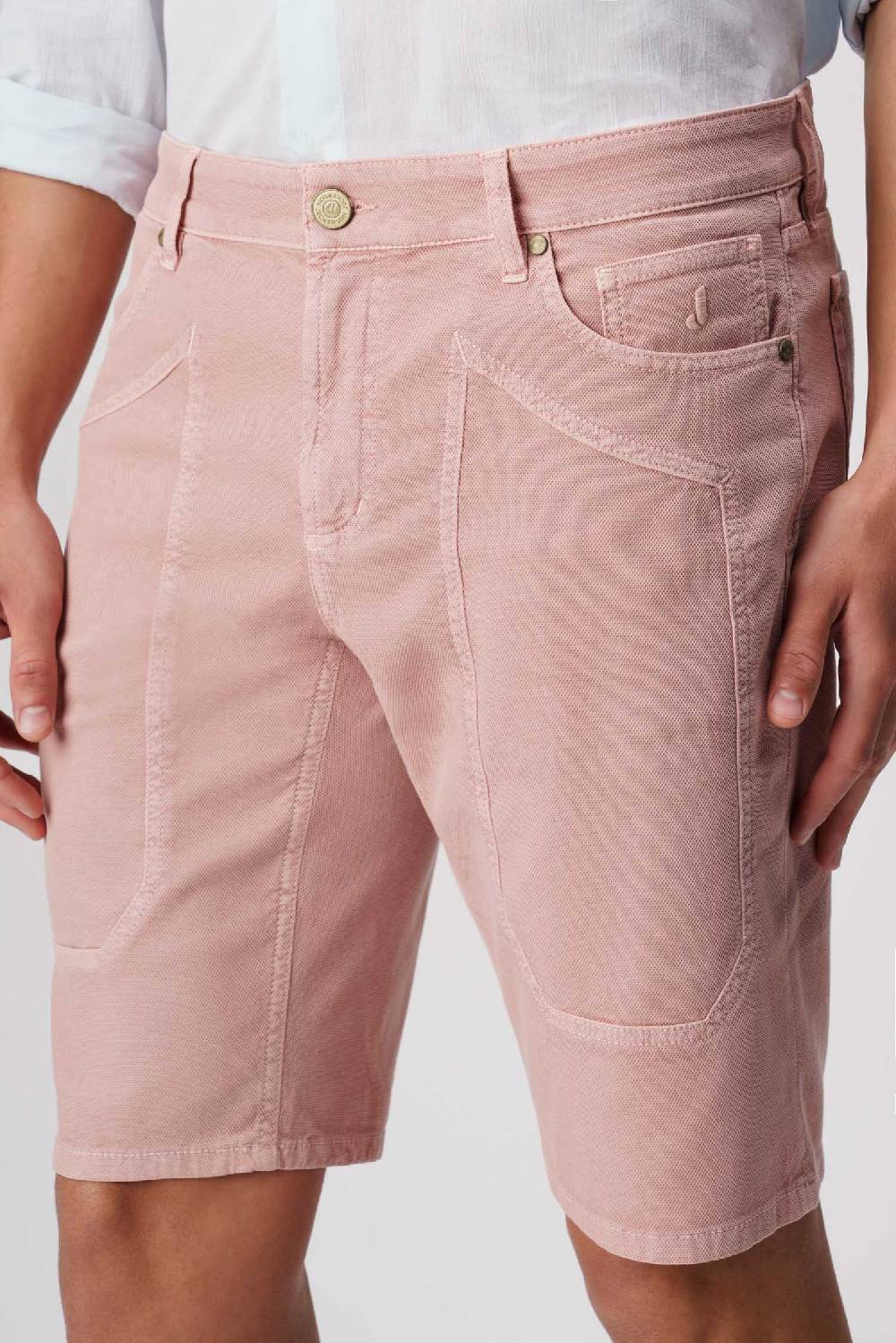 Jeckerson Jayden - Bermuda con toppa in nido d'ape rosa chiaro Online