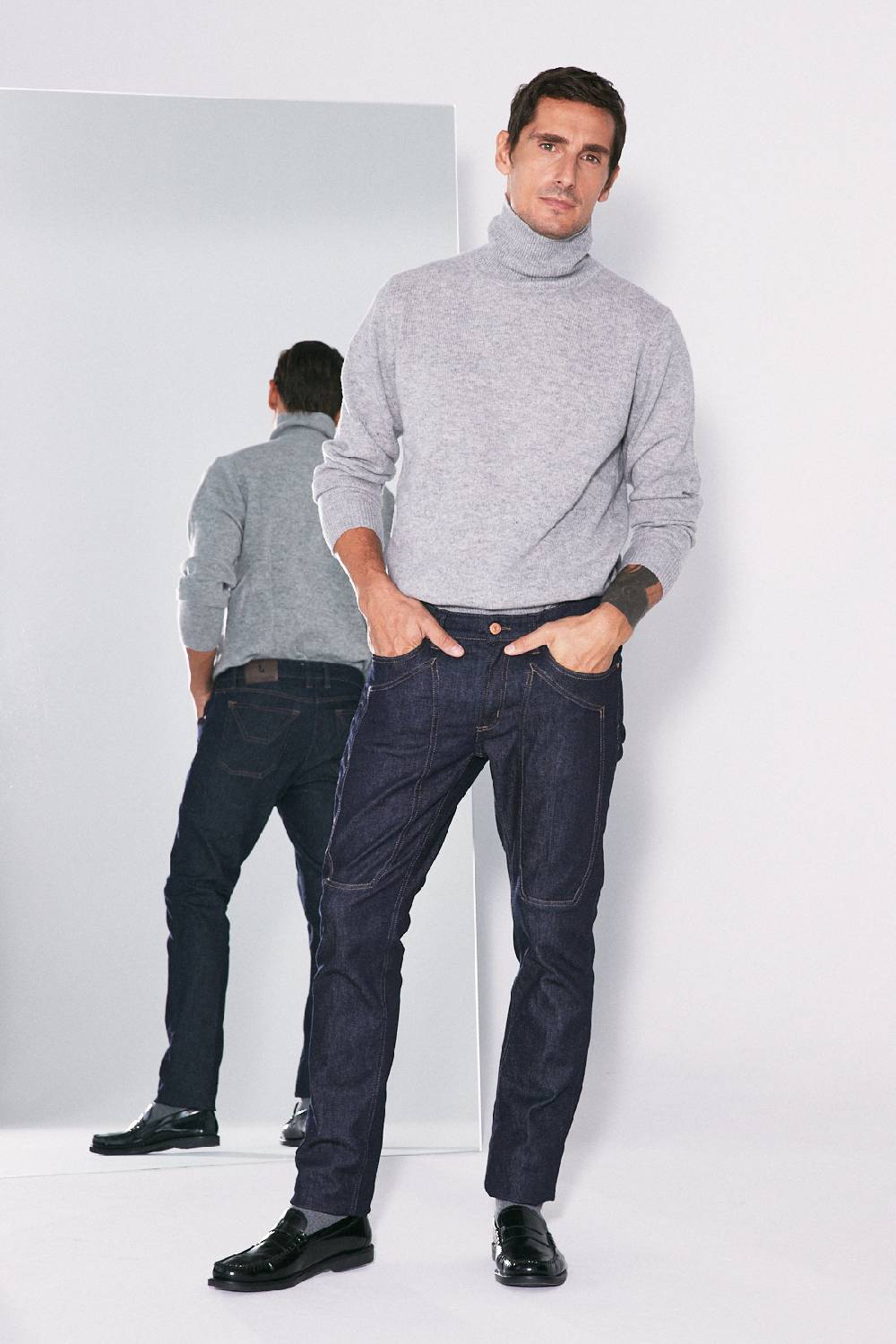 Jeckerson Pantalone 5 tasche con toppa in denim Saldi