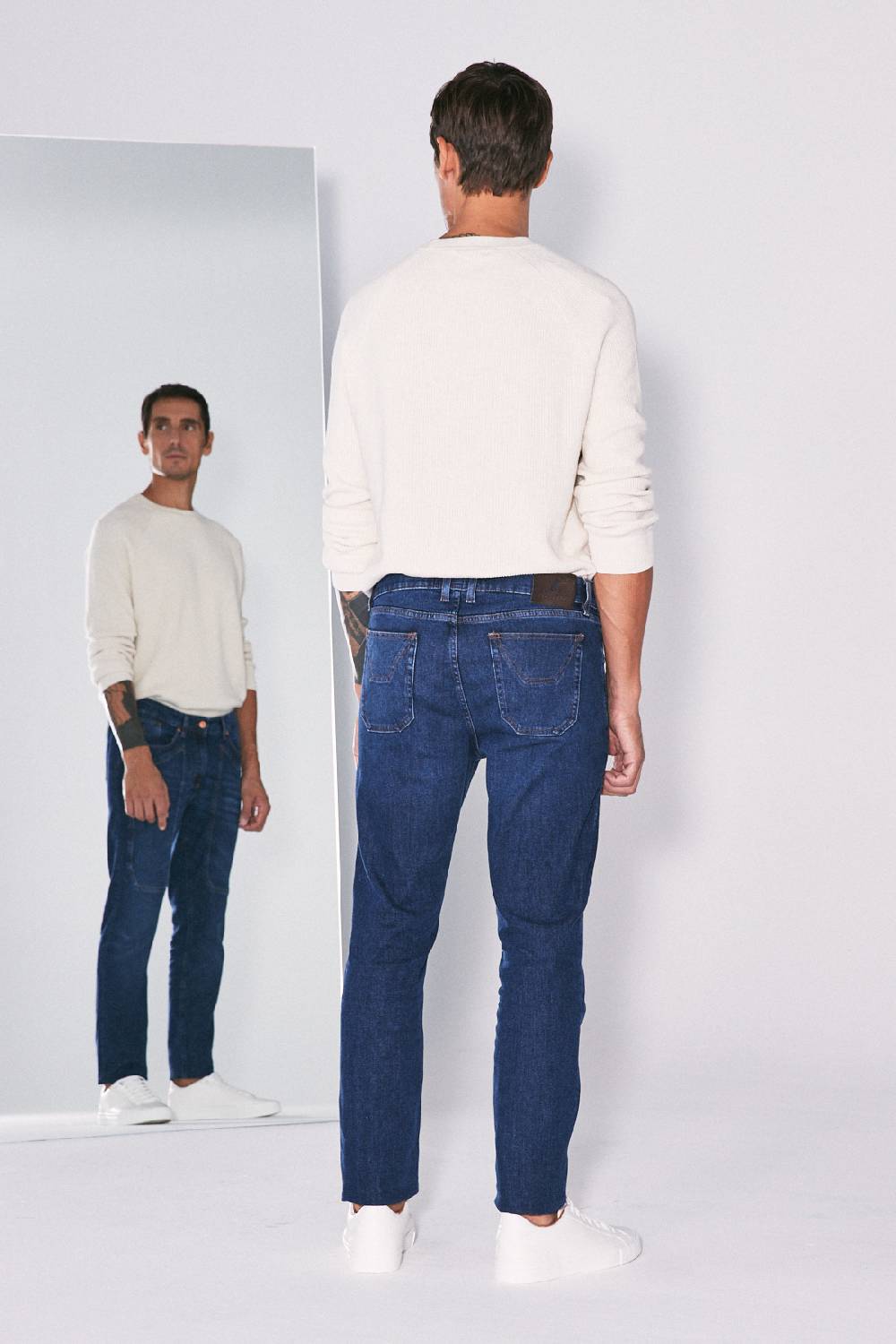 Jeckerson Pantalone 5 tasche con toppa in denim Saldi