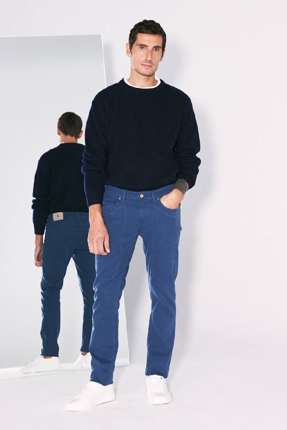 Jeckerson Pantalone in cotè de cheval slim fit con toppa Vendita Calda
