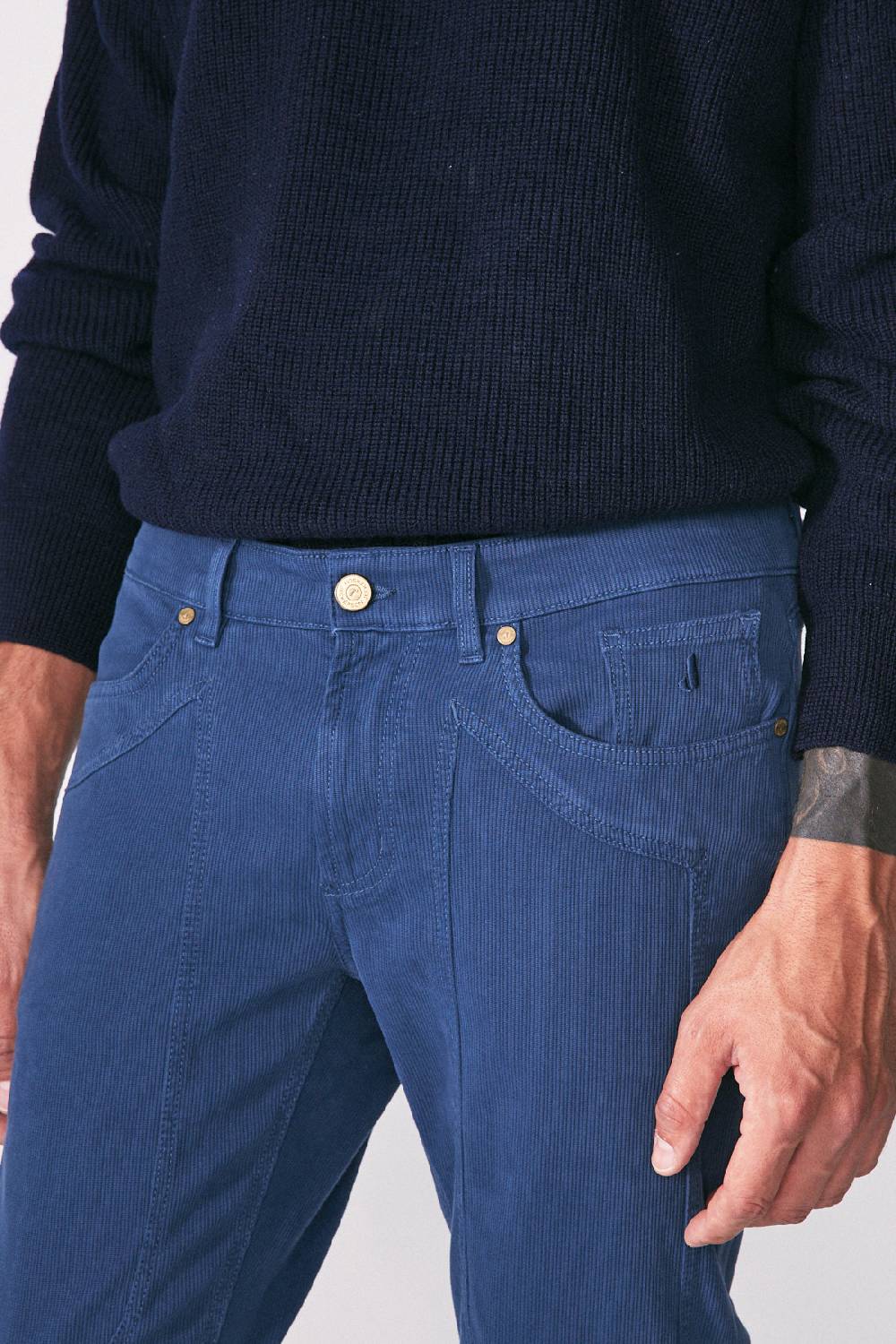 Jeckerson Pantalone in cotè de cheval slim fit con toppa Vendita Calda