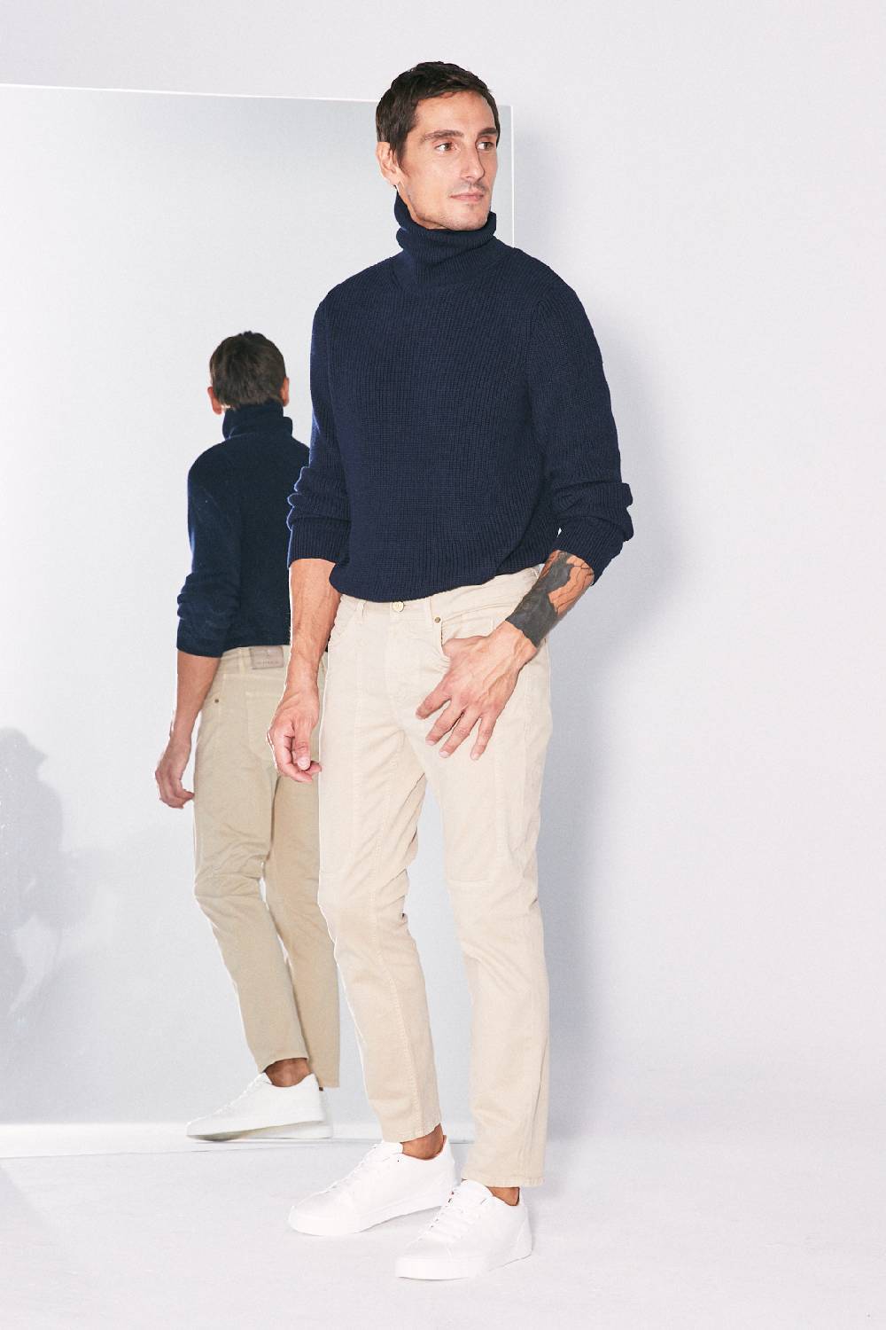 Jeckerson Pantalone skinny in gabardina stretch con toppa Saldi Di Fabbrica