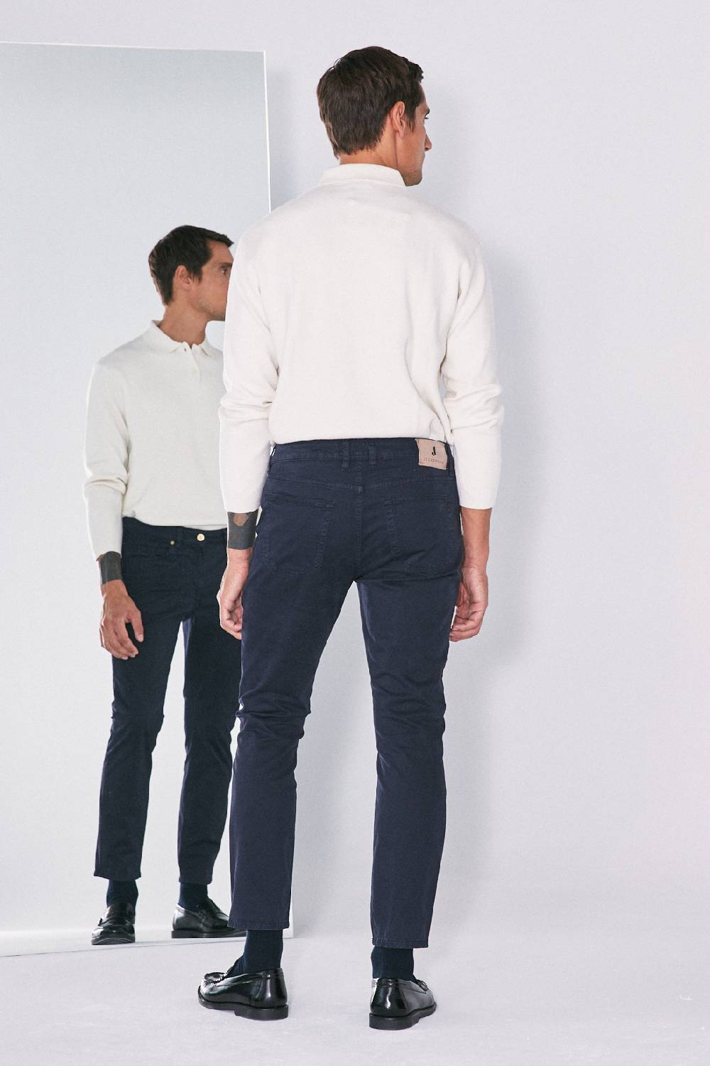 Jeckerson Pantalone skinny in gabardina stretch con toppa Saldi Di Fabbrica
