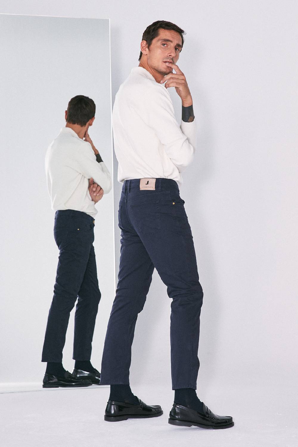 Jeckerson Pantalone skinny in gabardina stretch con toppa Saldi Di Fabbrica