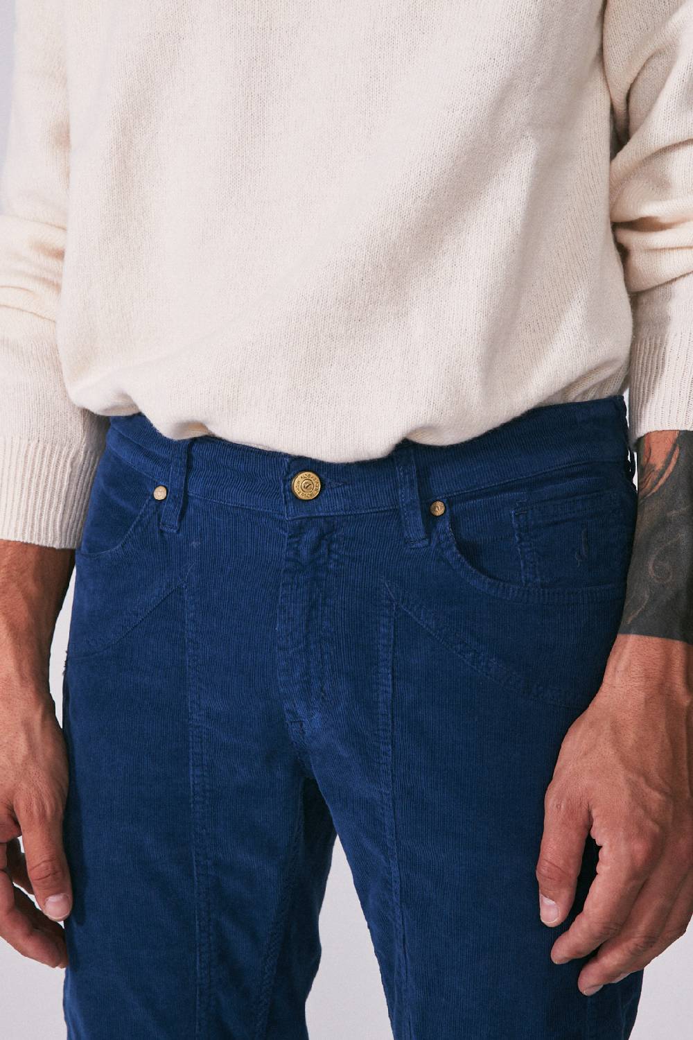 Jeckerson Pantalone slim fit in velluto con toppa in tono Negozio