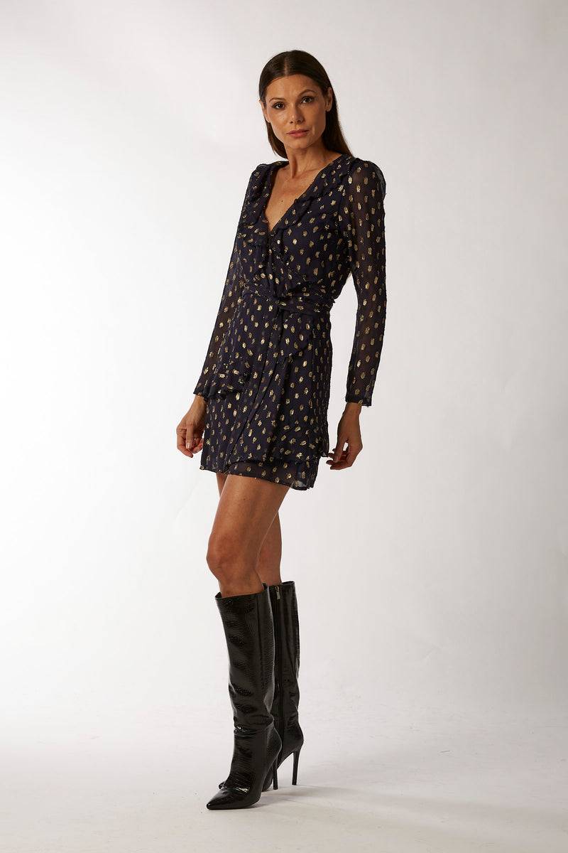 La Kore CAIRO short dress viscose lame In Vendita