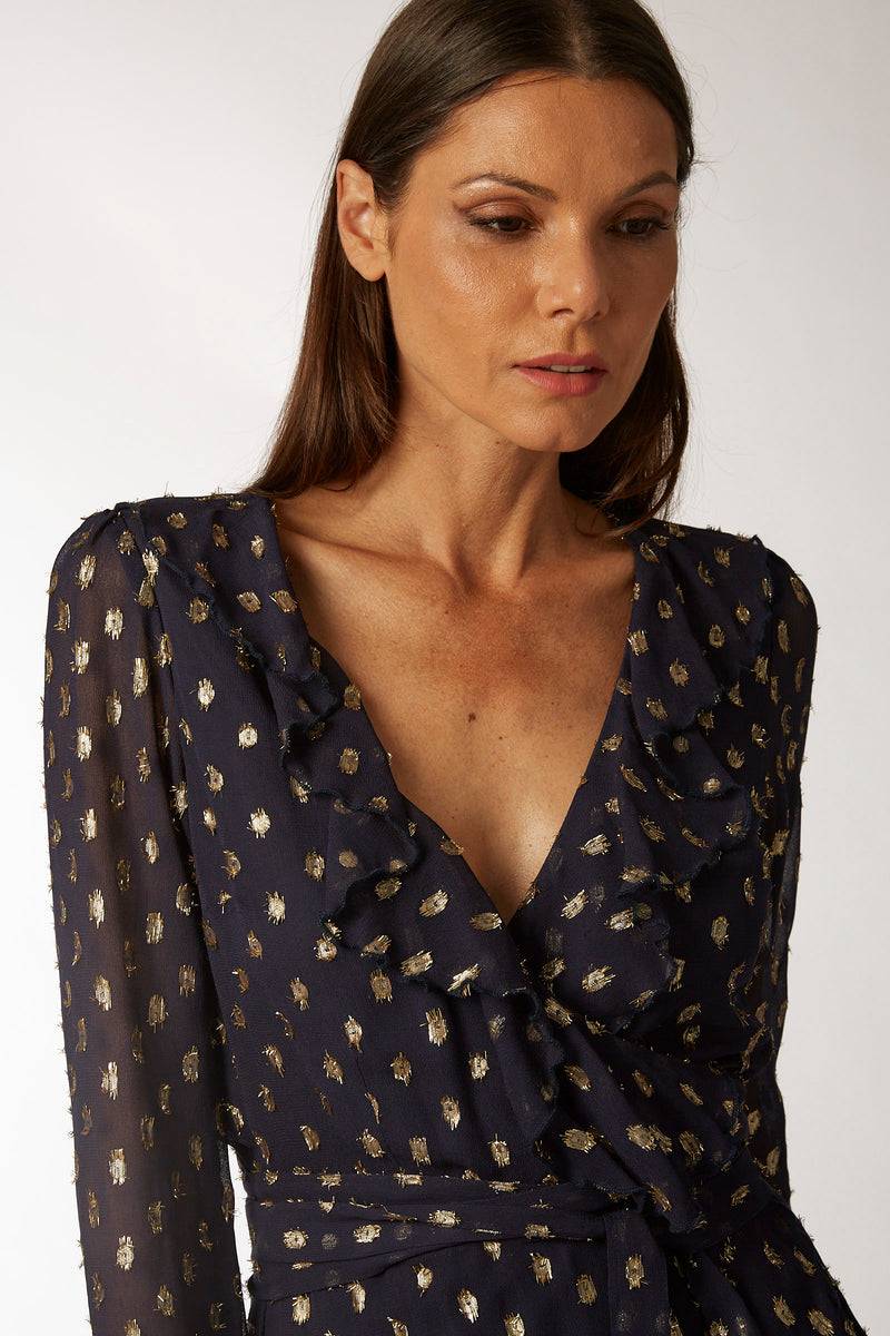 La Kore CAIRO short dress viscose lame In Vendita