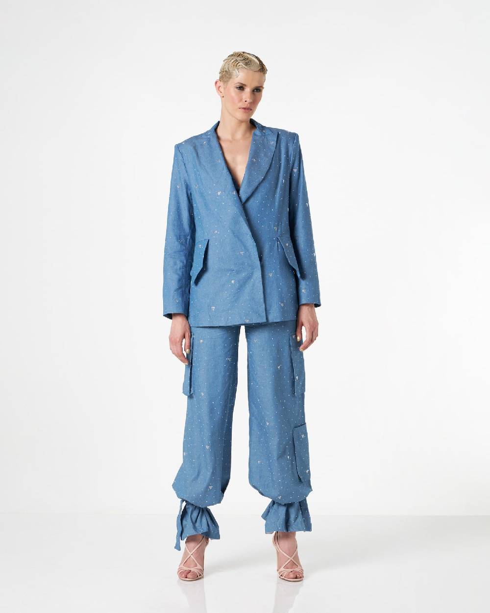Le Twins Como Chambray Strass Celeste Saldi Di Fabbrica