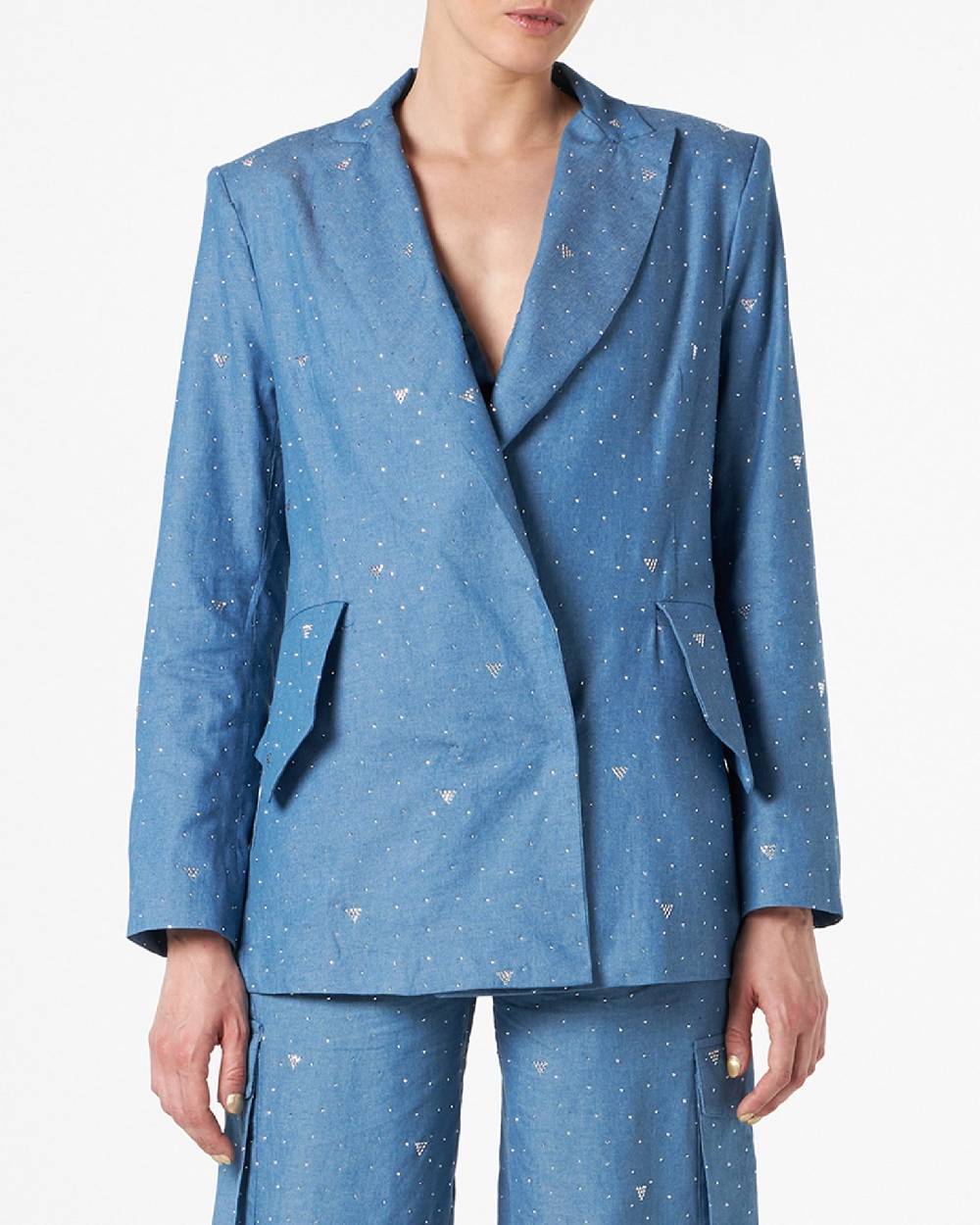 Le Twins Como Chambray Strass Celeste Saldi Di Fabbrica