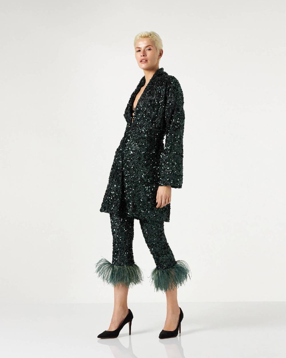 Le Twins Emma Paillettes Lurex Verde Qualità