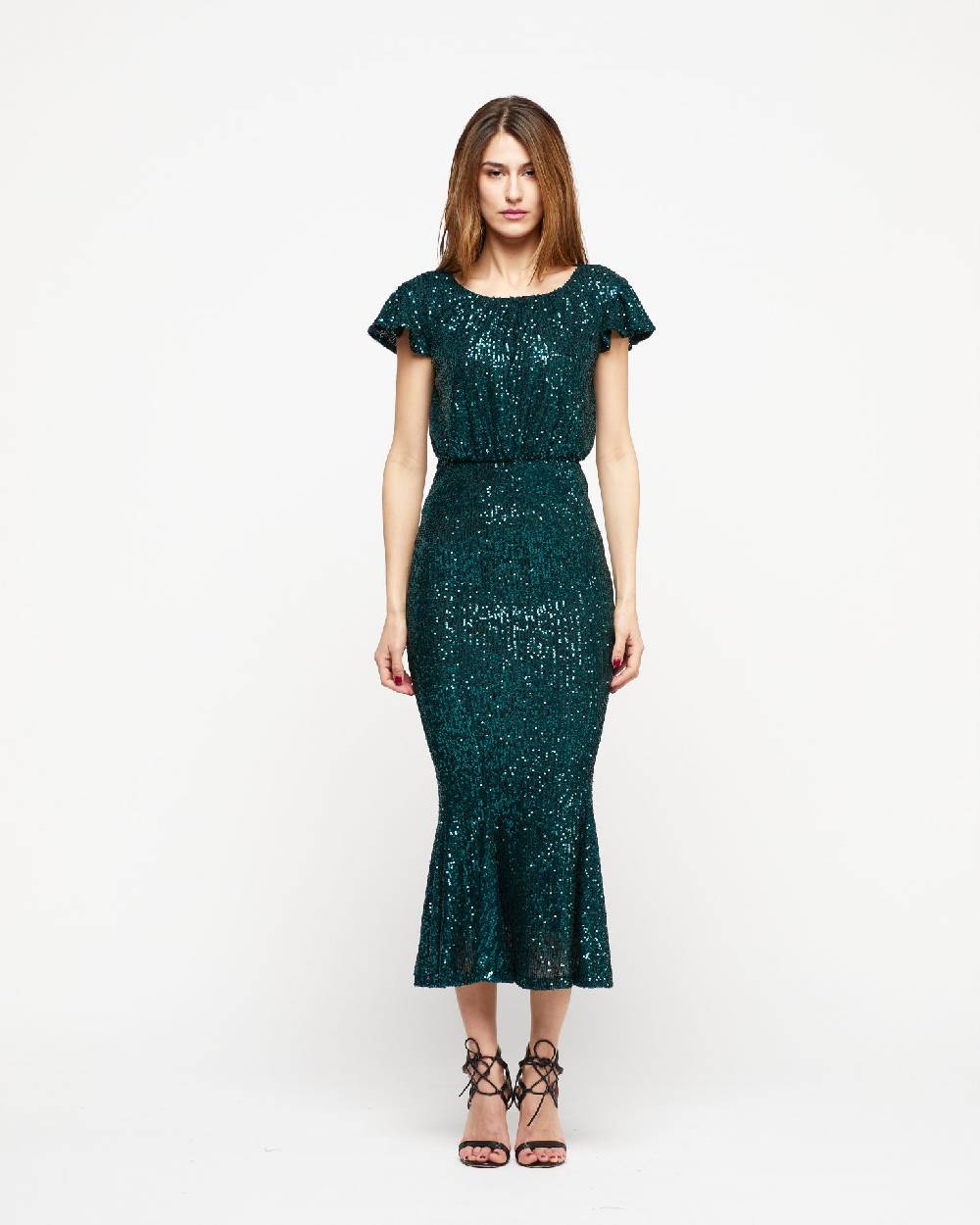 Le Twins Abito Sabrina – Paillettes Verde Sottocosto