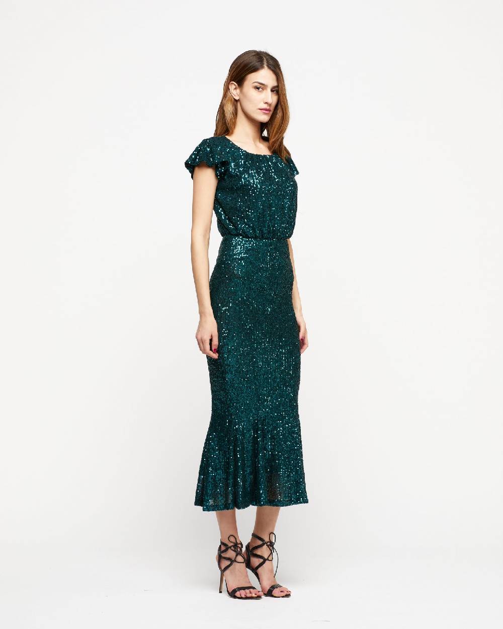 Le Twins Abito Sabrina – Paillettes Verde Sottocosto