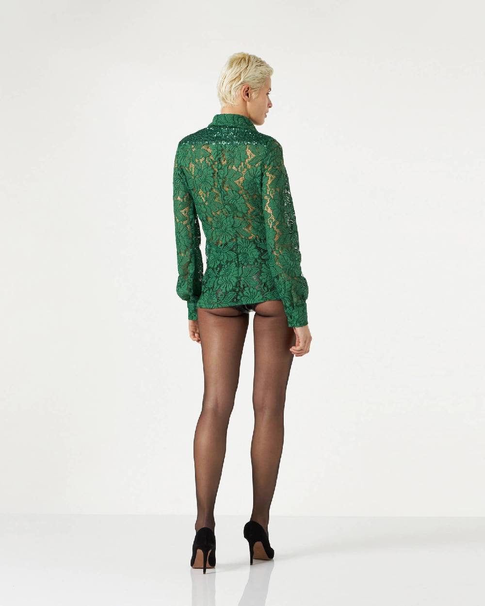 Le Twins Marsala Pizzo e Paillettes Verde Saldi Di Fabbrica