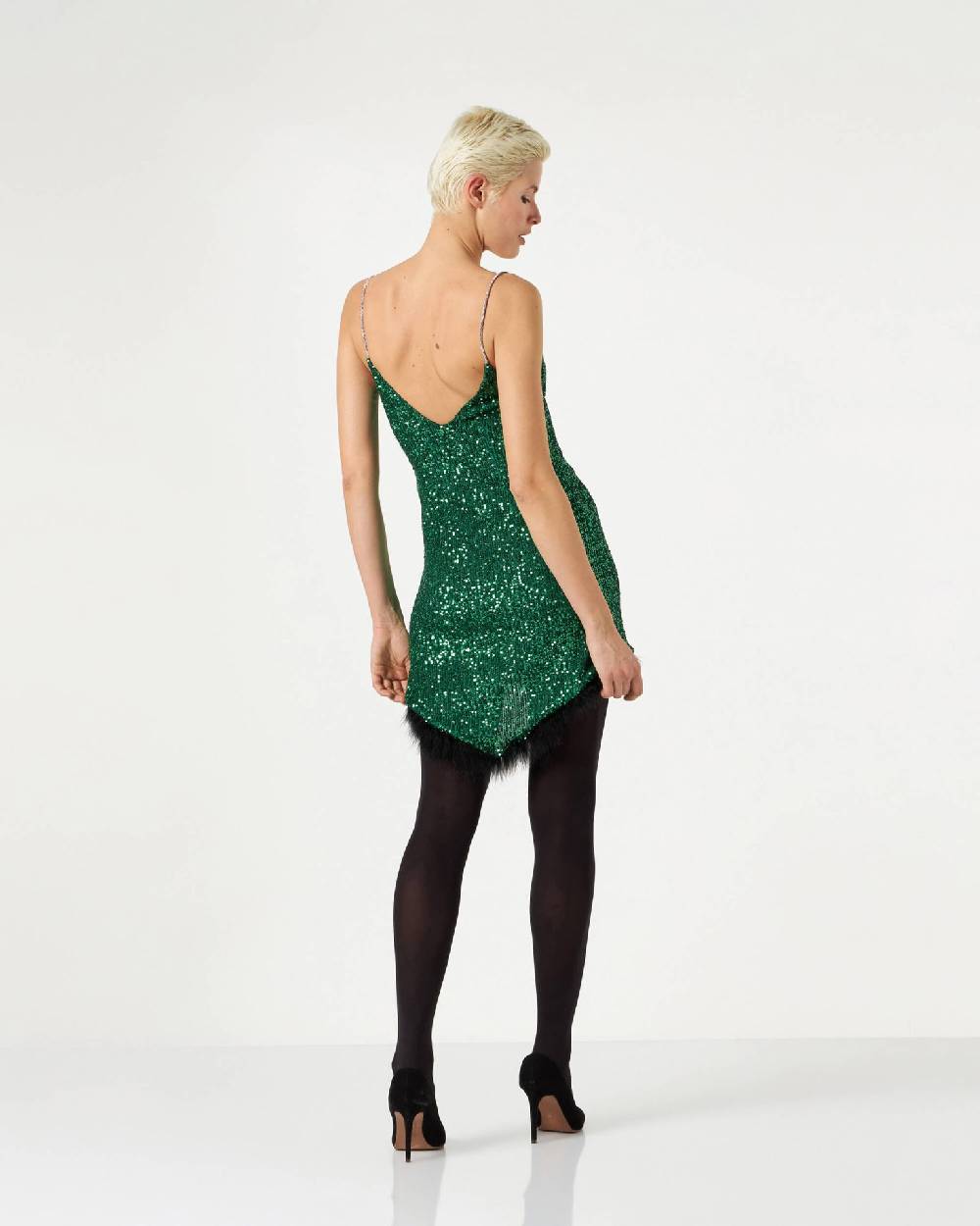Le Twins Alessandria Paillettes Piume Verde 2025