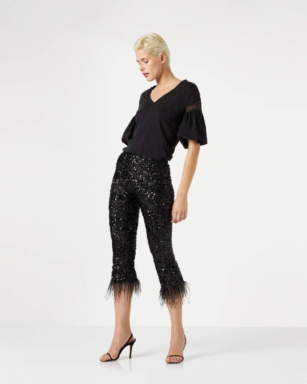 Le Twins Savy Paillettes Lurex Nero Affare Del Giorno