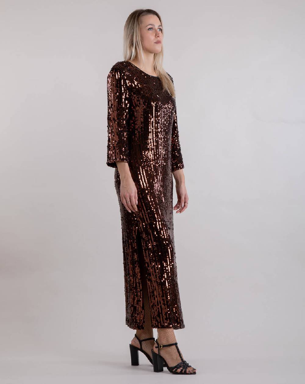 Le Twins Abito Michela – Paillettes Bronzo In Linea