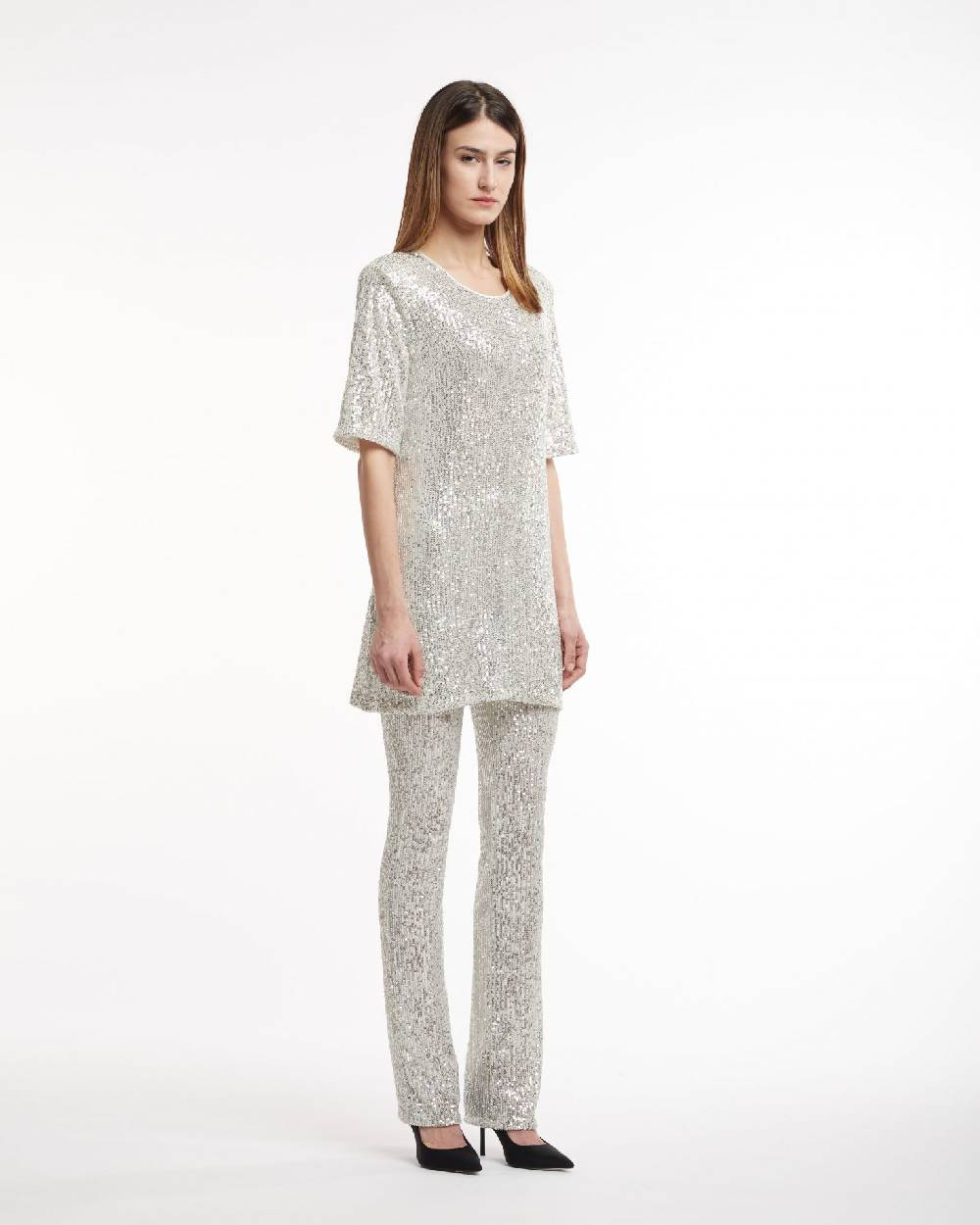 Le Twins Abito Clara – Paillettes Argento In vendita