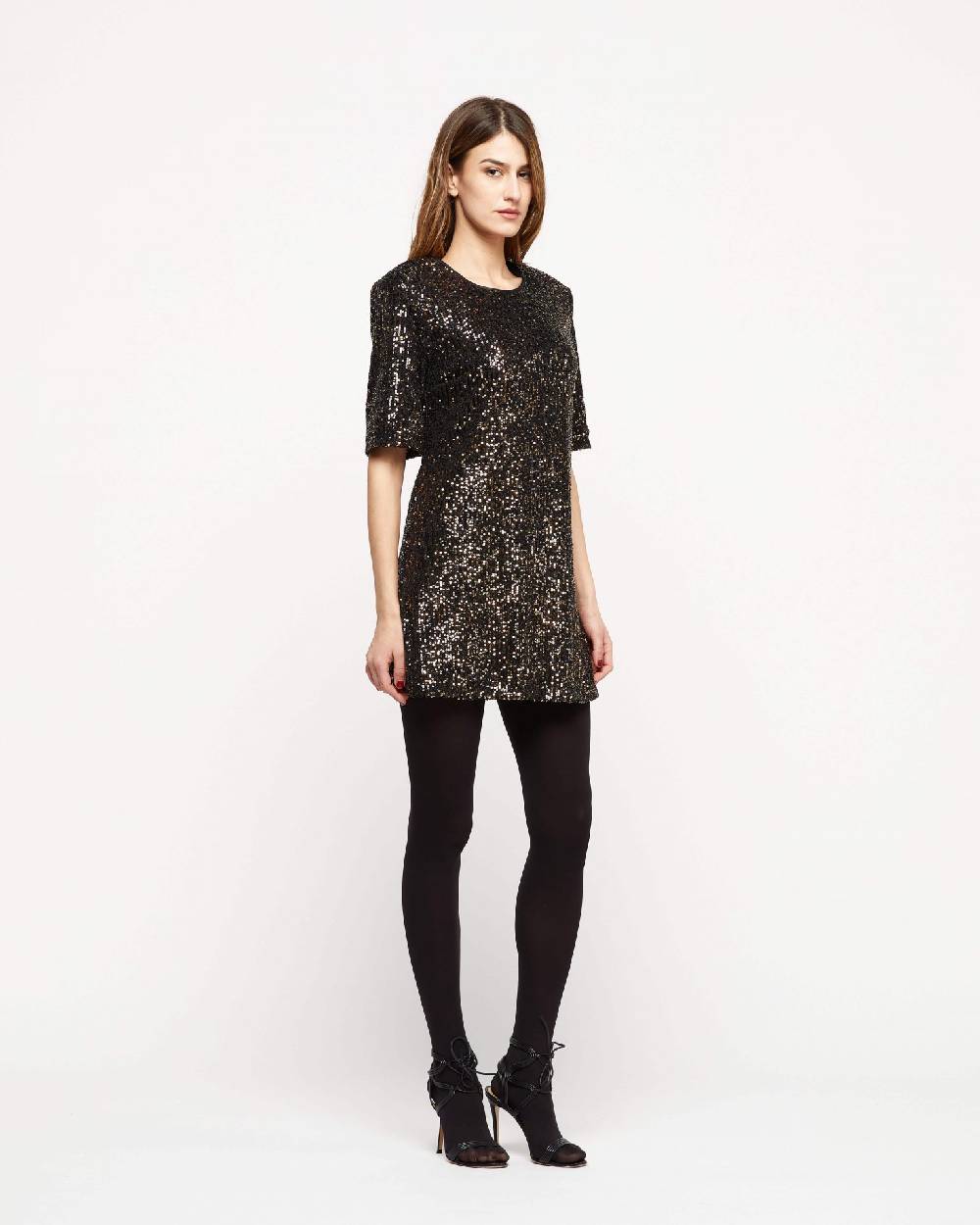 Le Twins Abito Clara – Paillettes Nero e Oro Duty-free