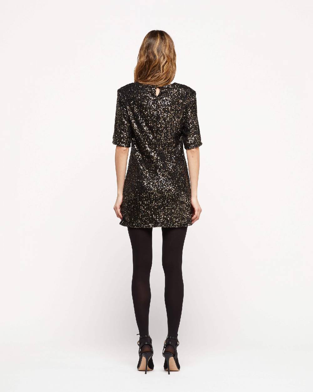 Le Twins Abito Clara – Paillettes Nero e Oro Duty-free